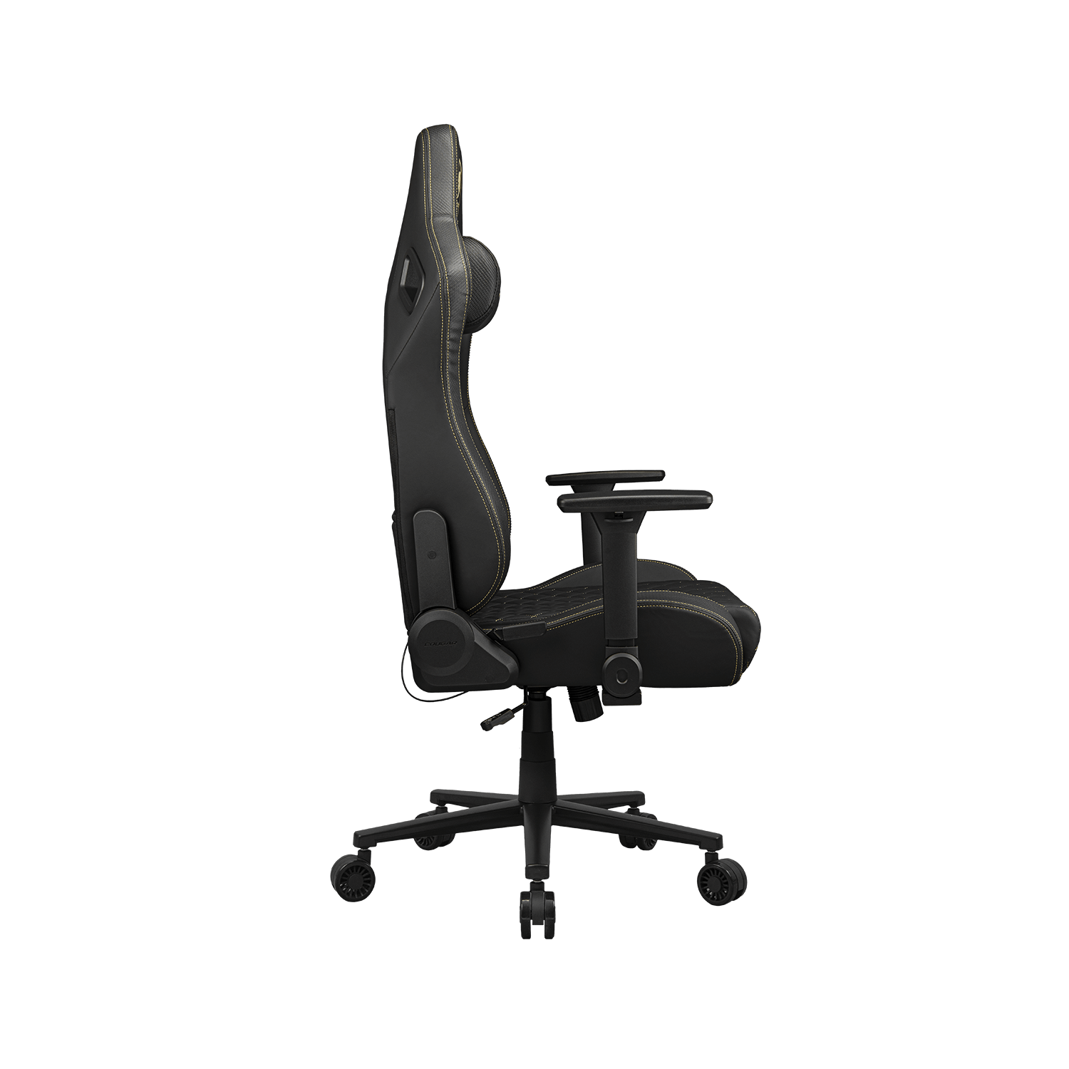 Cougar Defensor Gaming Chair, Ergonomic High‑Back PU Leather, 155° Recline, 4D Armrests & Lumbar Support, Gold