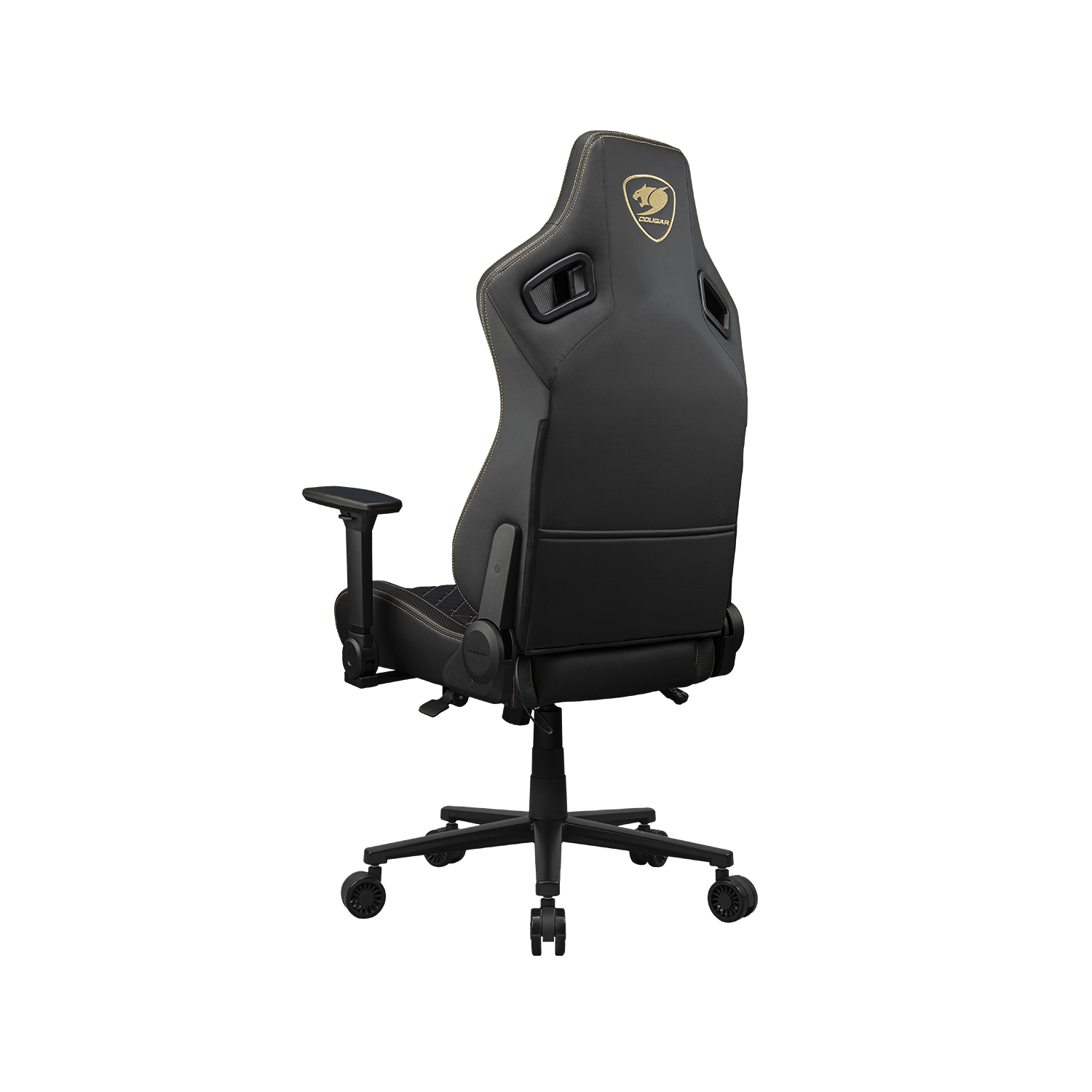 Cougar Defensor Gaming Chair, Ergonomic High‑Back PU Leather, 155° Recline, 4D Armrests & Lumbar Support, Gold