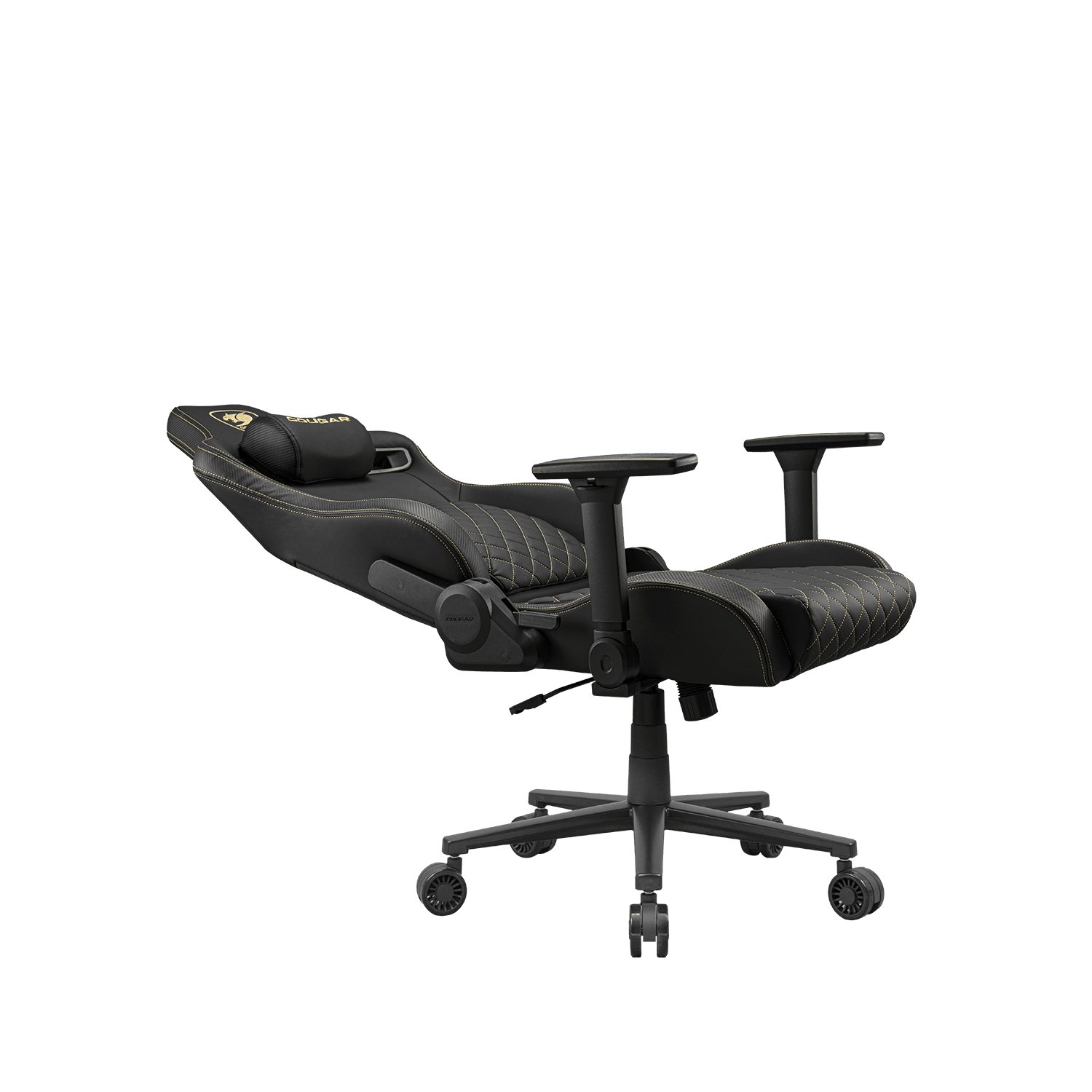 Cougar Defensor Gaming Chair, Ergonomic High‑Back PU Leather, 155° Recline, 4D Armrests & Lumbar Support, Gold