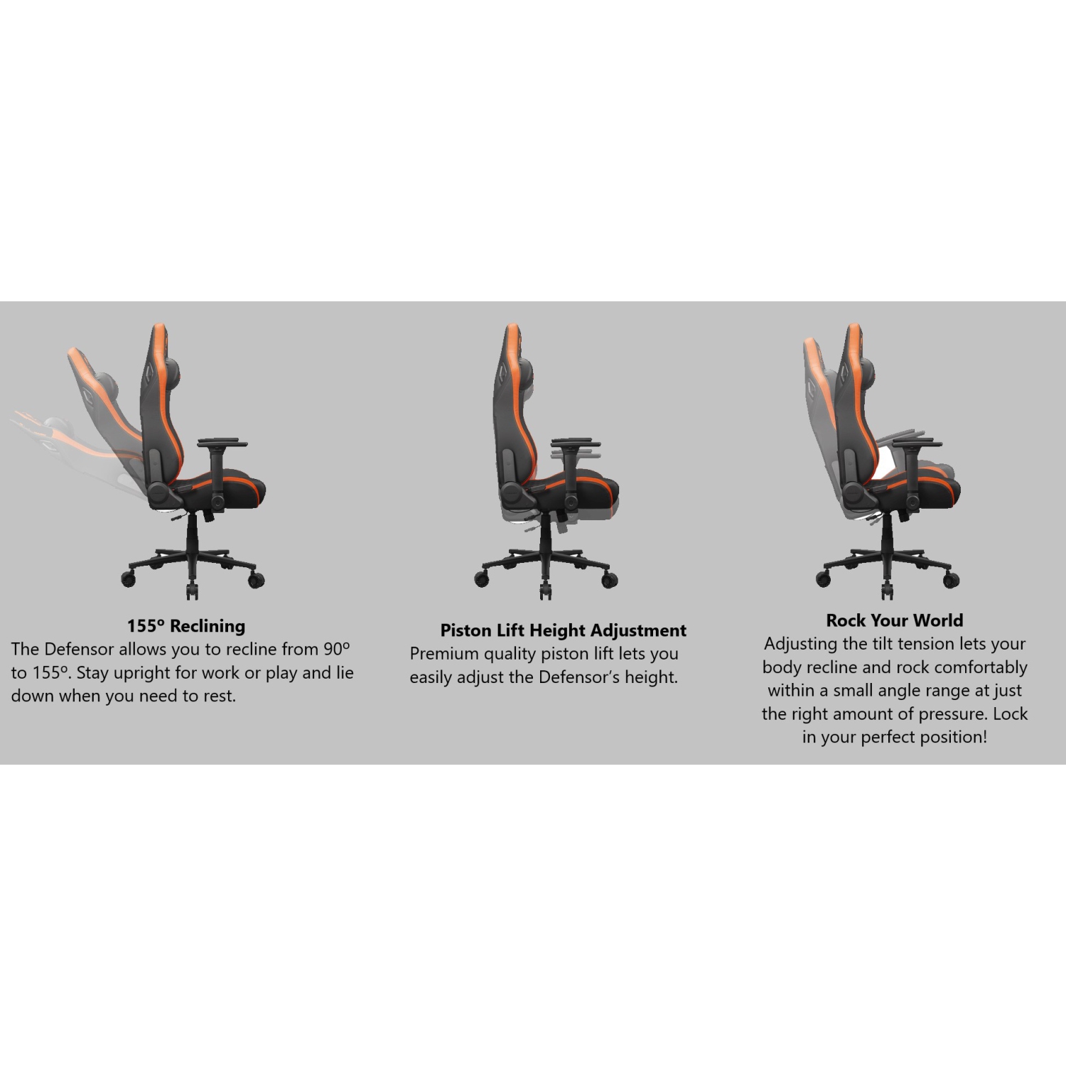 Cougar Defensor Gaming Chair, Ergonomic High‑Back PU Leather, 155° Recline, 4D Armrests & Lumbar Support, Gold