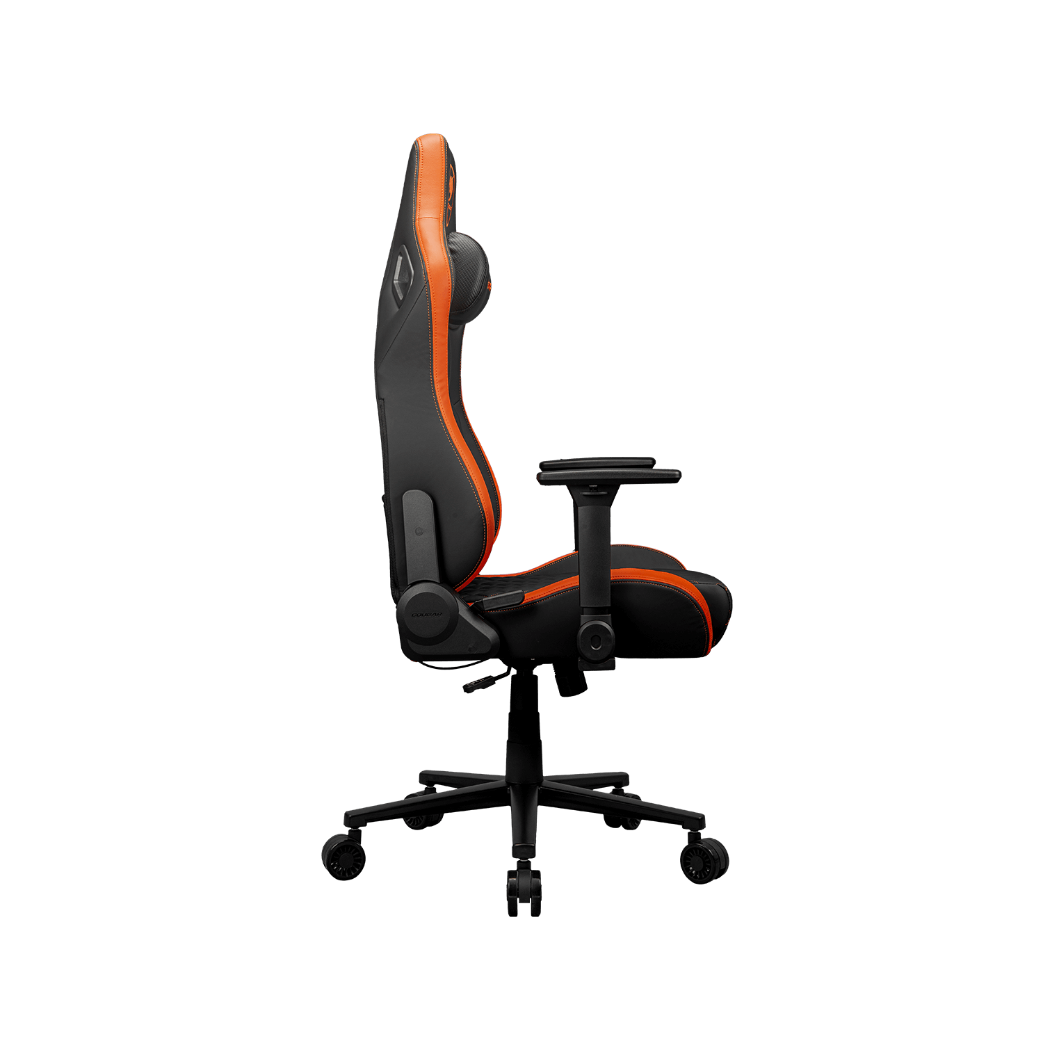 Cougar Defensor Gaming Chair, Ergonomic High‑Back PU Leather, 155° Recline, 4D Armrests & Lumbar Support, Black/Orange