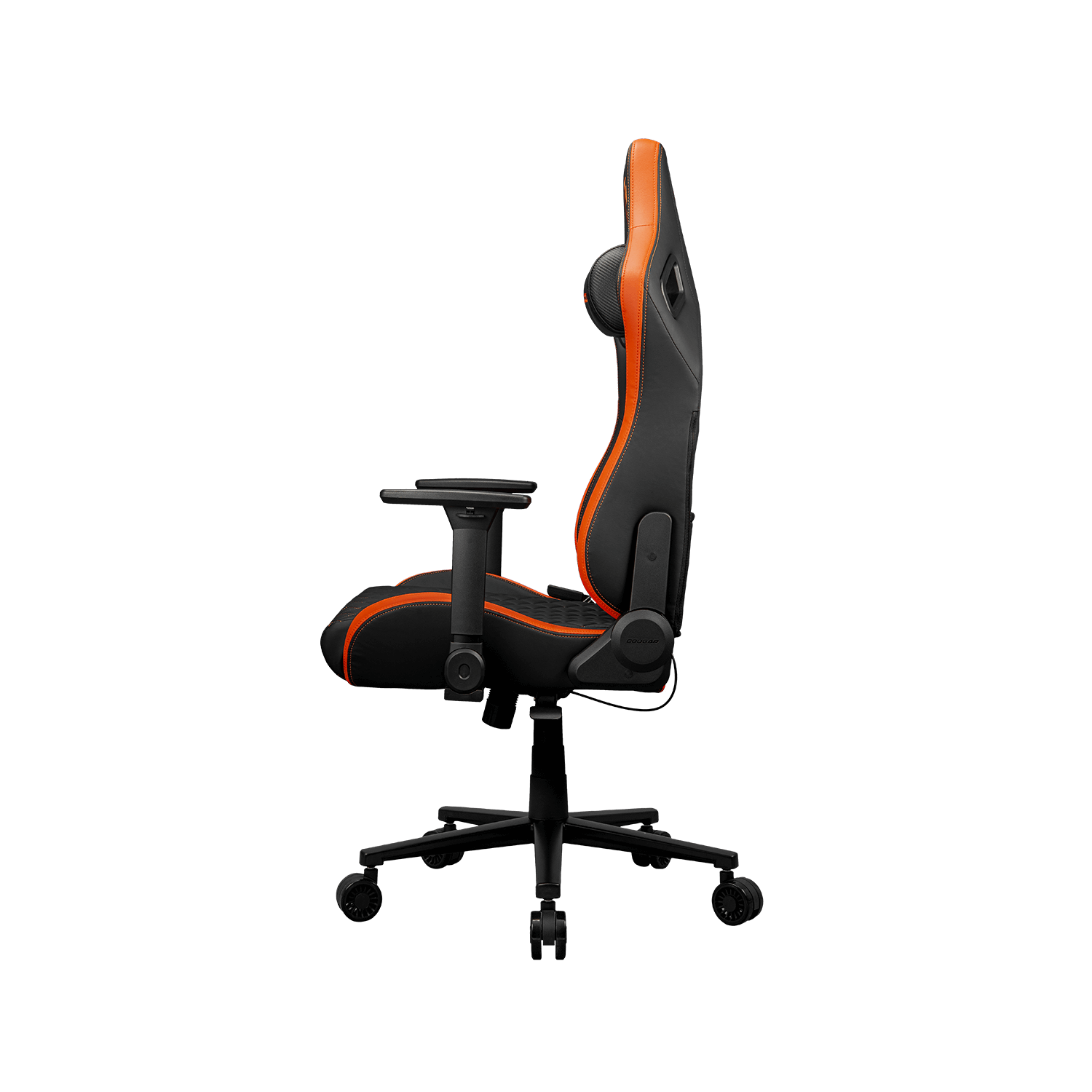 Cougar Defensor Gaming Chair, Ergonomic High‑Back PU Leather, 155° Recline, 4D Armrests & Lumbar Support, Black/Orange
