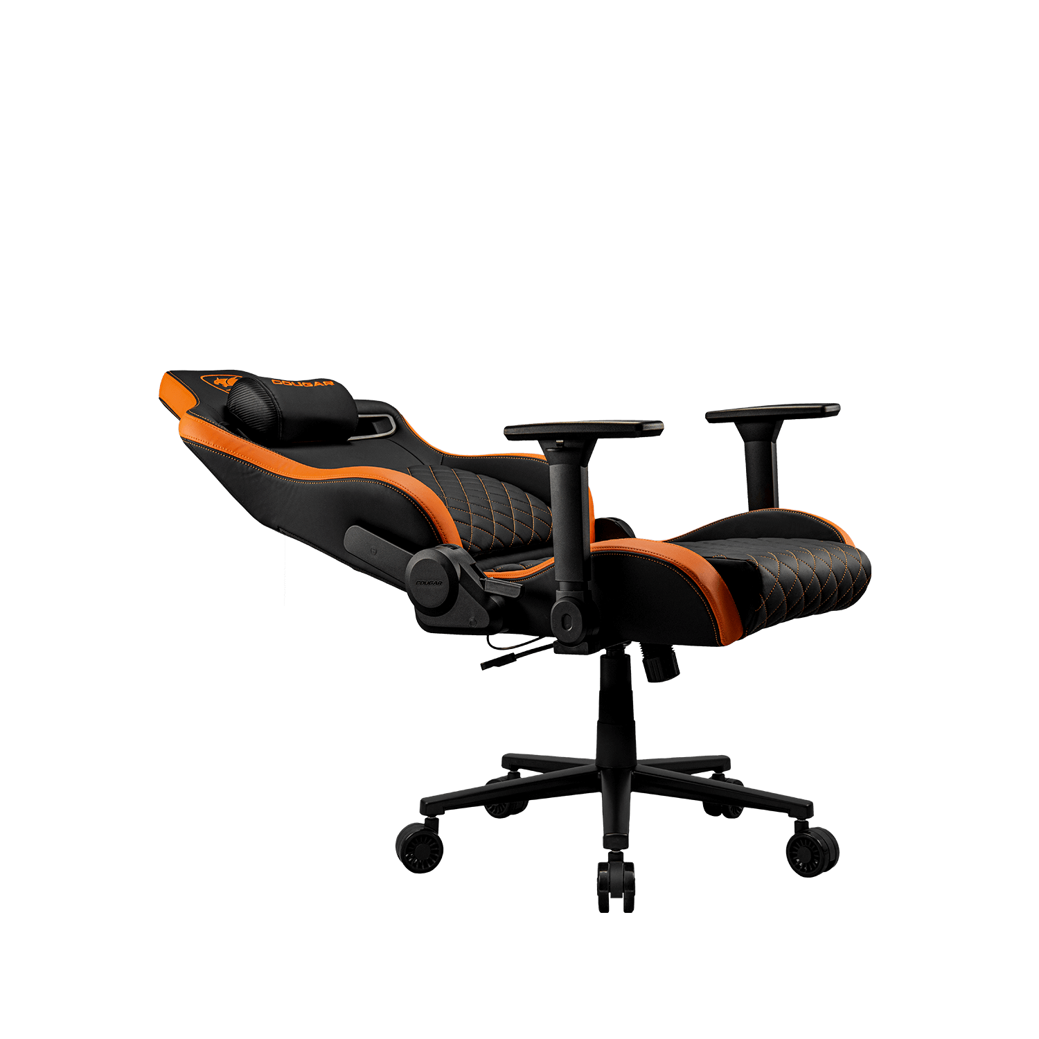 Cougar Defensor Gaming Chair, Ergonomic High‑Back PU Leather, 155° Recline, 4D Armrests & Lumbar Support, Black/Orange