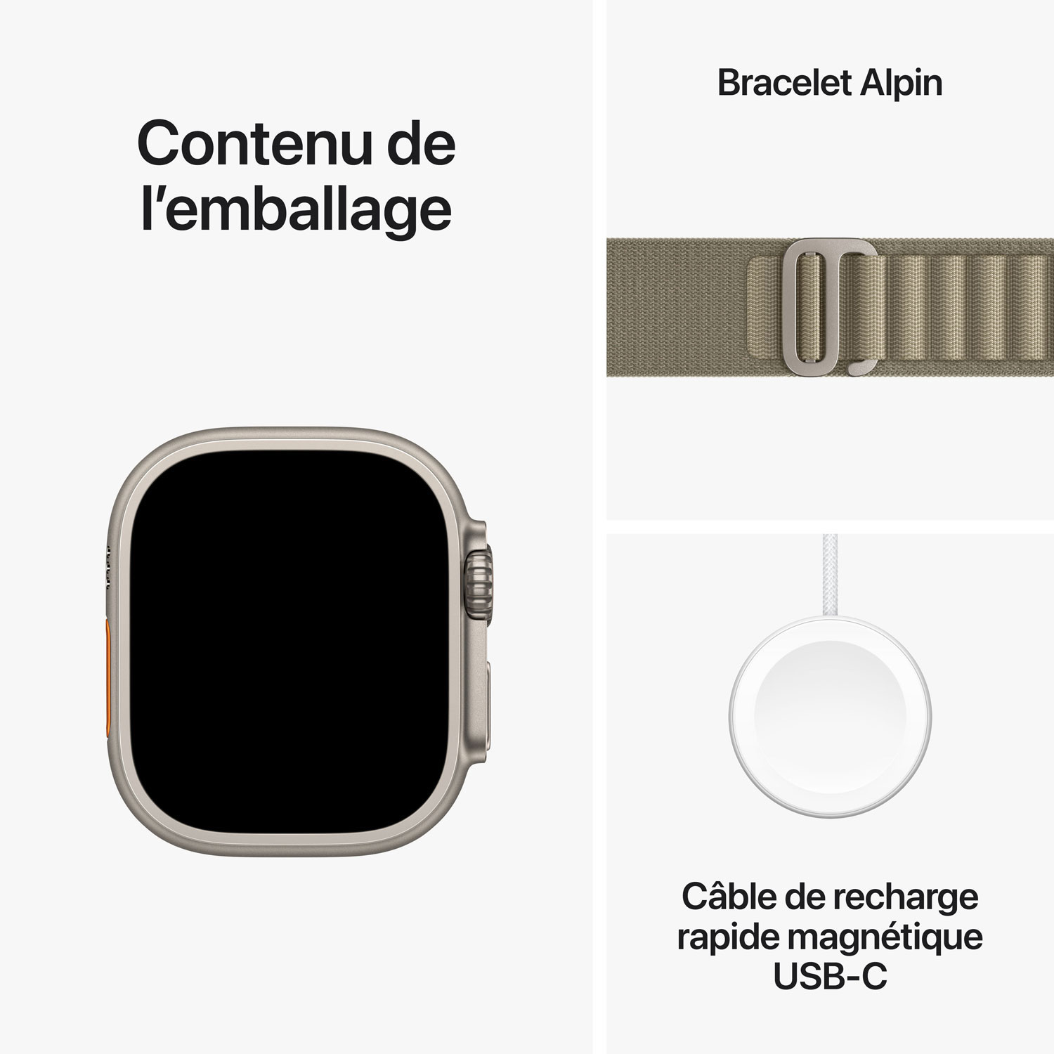 Apple Watch Ultra 2 avec boîtier de 49 mm en titane et bracelet Alpin olive par Koodo - Moyen 145-190 mm - Paiement Balance mensuel