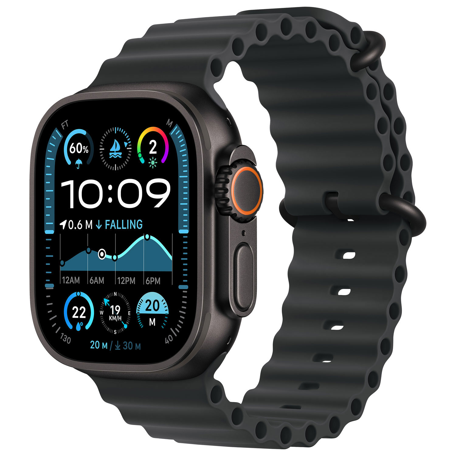 Koodo Apple Watch Ultra 2 49mm Black Titanium Case with Black Ocean Band - Monthly Tab Payment