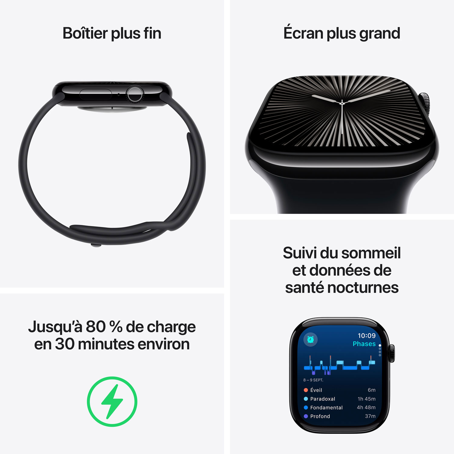 Apple Watch Series 10 avec boîtier de 42 mm en titane naturel et bracelet sport gris pierre par Koodo - Petit/Moyen - Paiement Balance mensuel