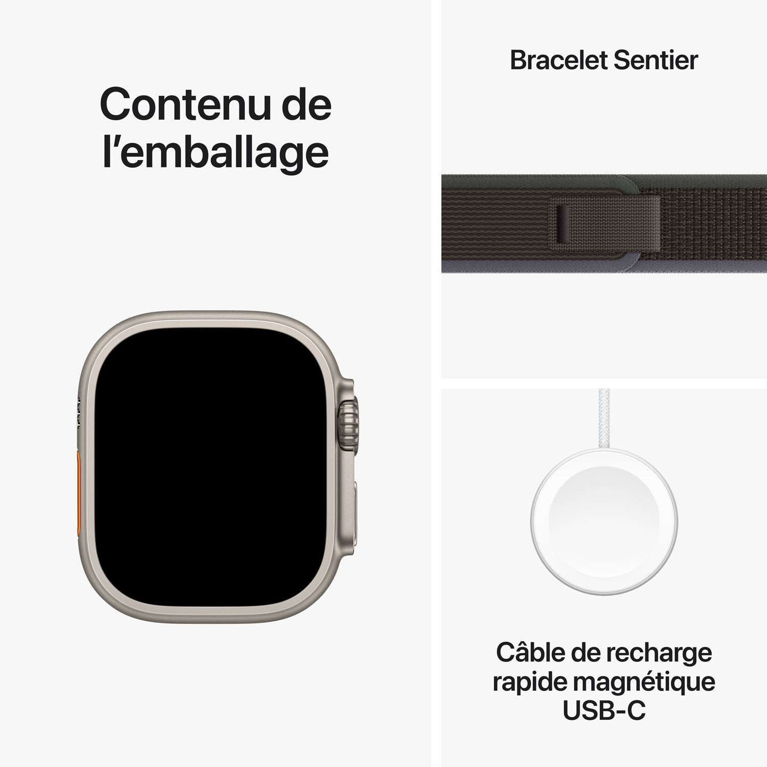 Apple Watch Ultra 2 avec boîtier de 49 mm en titane et bracelet Sentier bleu/noir par Koodo - Moyen/Grand 145-220 mm - Paiement Balance mensuel