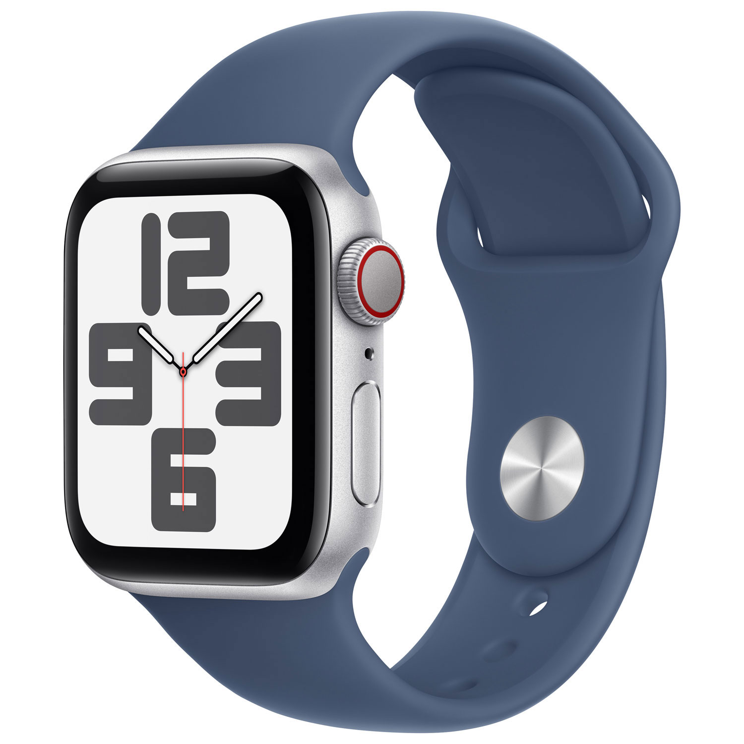 Apple Watch SE avec boîtier de 40 mm en aluminium argenté et bracelet sport denim par Koodo - Moyen/Grand - Paiement Balance mensuel