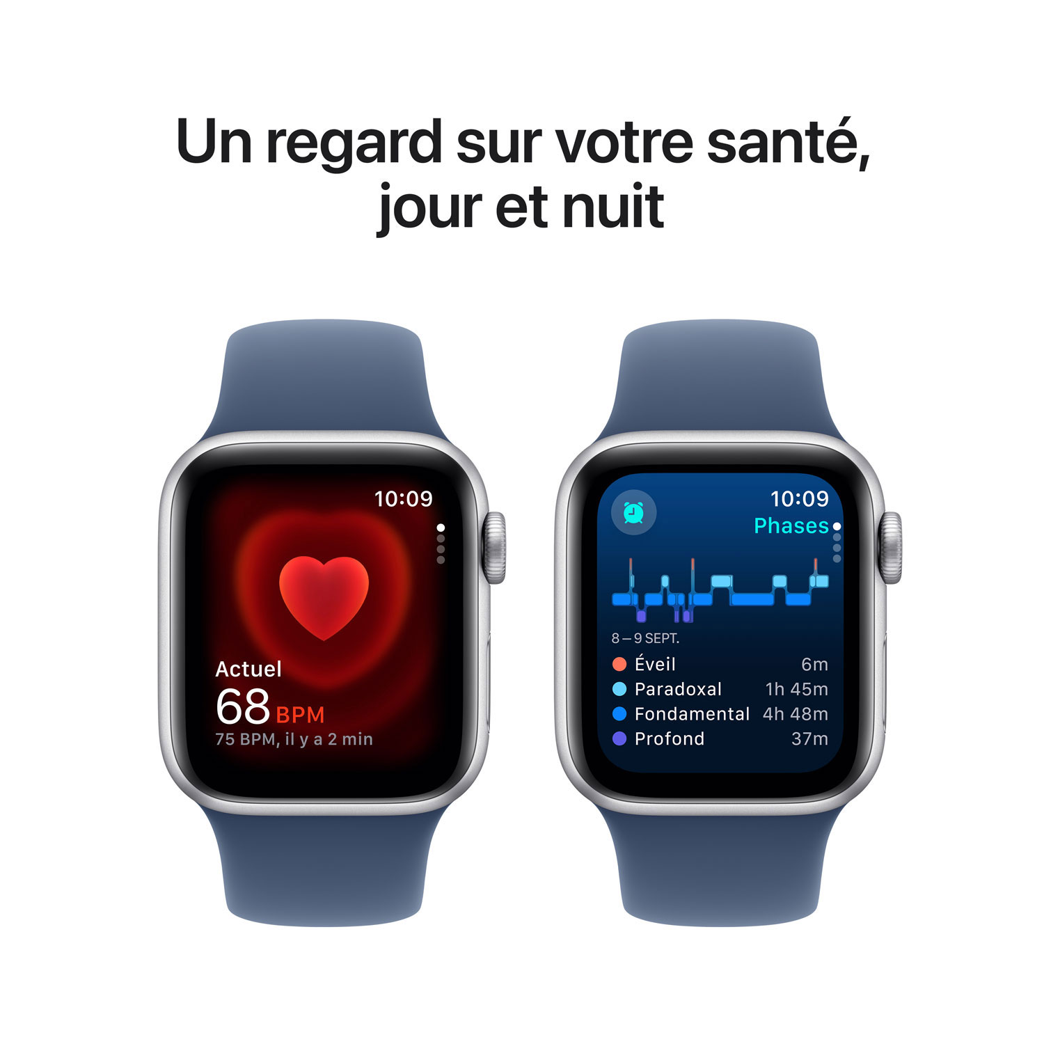 Apple Watch SE avec boîtier de 40 mm en aluminium argenté et bracelet sport denim par Koodo - Moyen/Grand - Paiement Balance mensuel