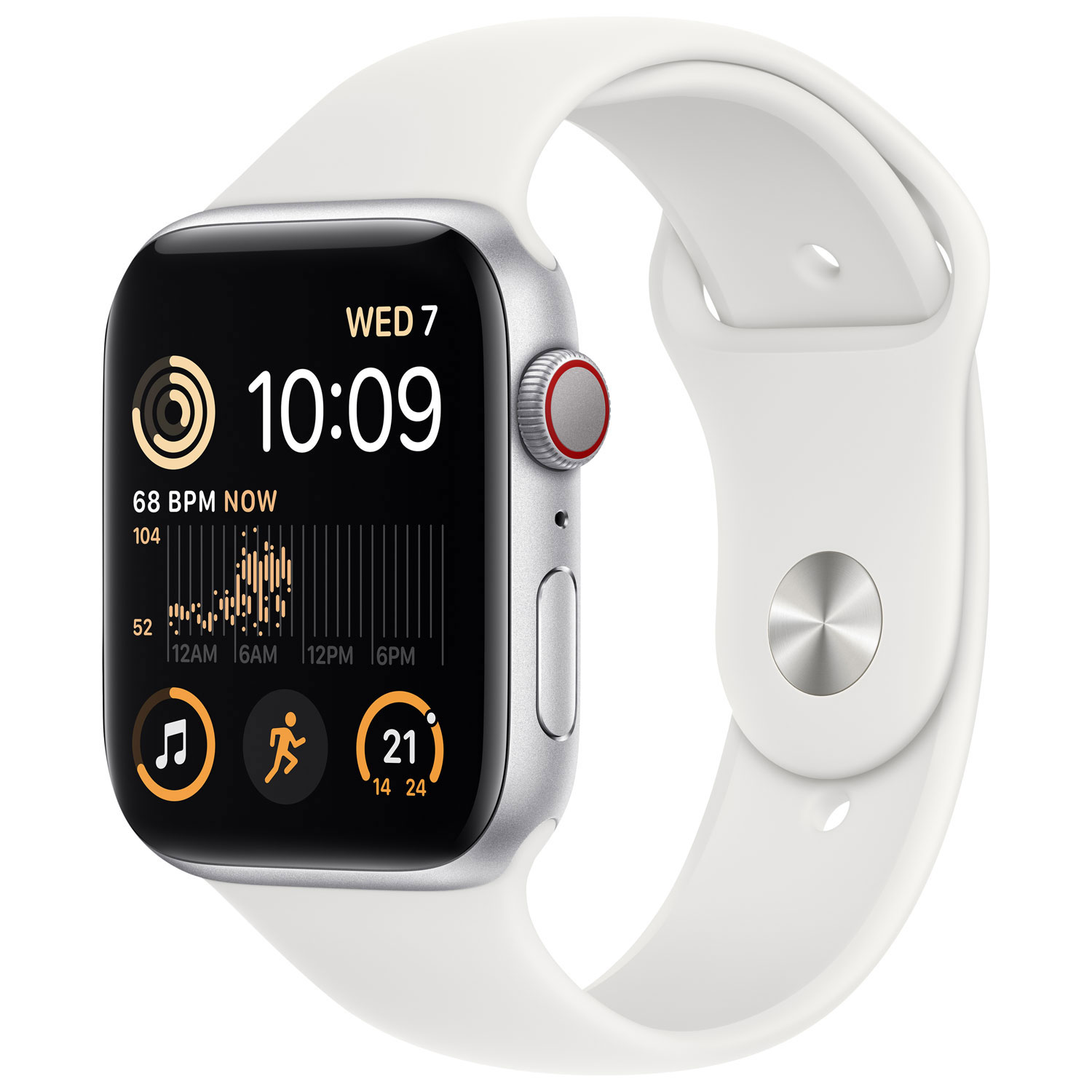Apple Watch SE avec boîtier de 44 mm en aluminium argenté et bracelet sport blanc par Koodo (2022) - Paiement Balance mensuel