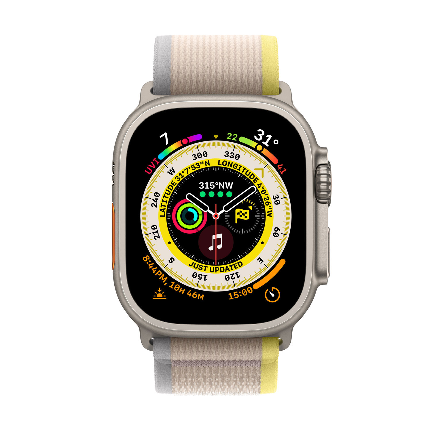 Koodo Apple Watch Ultra 49mm Titanium Case with Yellow/Beige Trail Loop - Medium/Large - Monthly Tab Payment