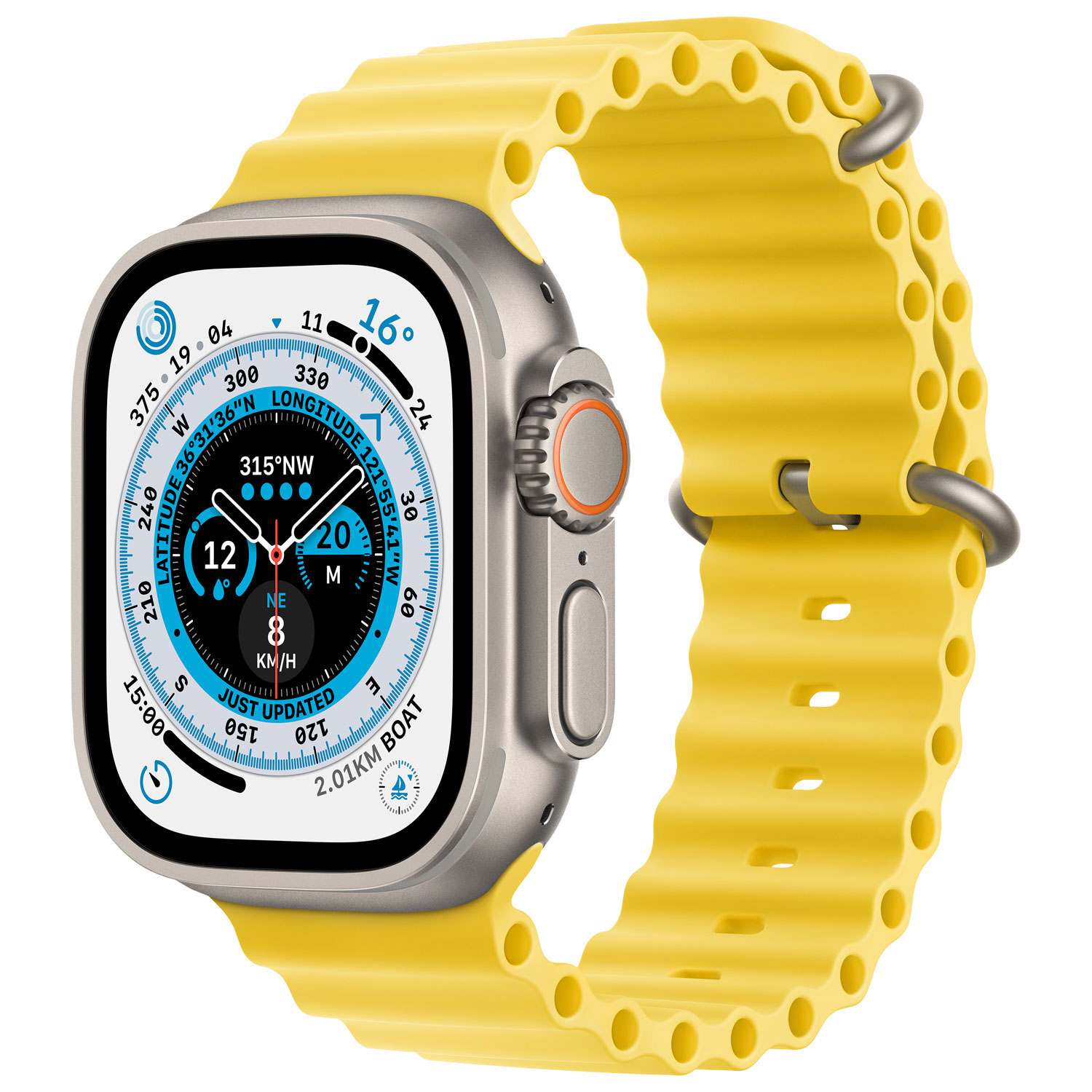 Apple Watch Ultra avec boîtier de 49 mm en titane et bracelet océan jaune par Koodo - Paiement Balance mensuel