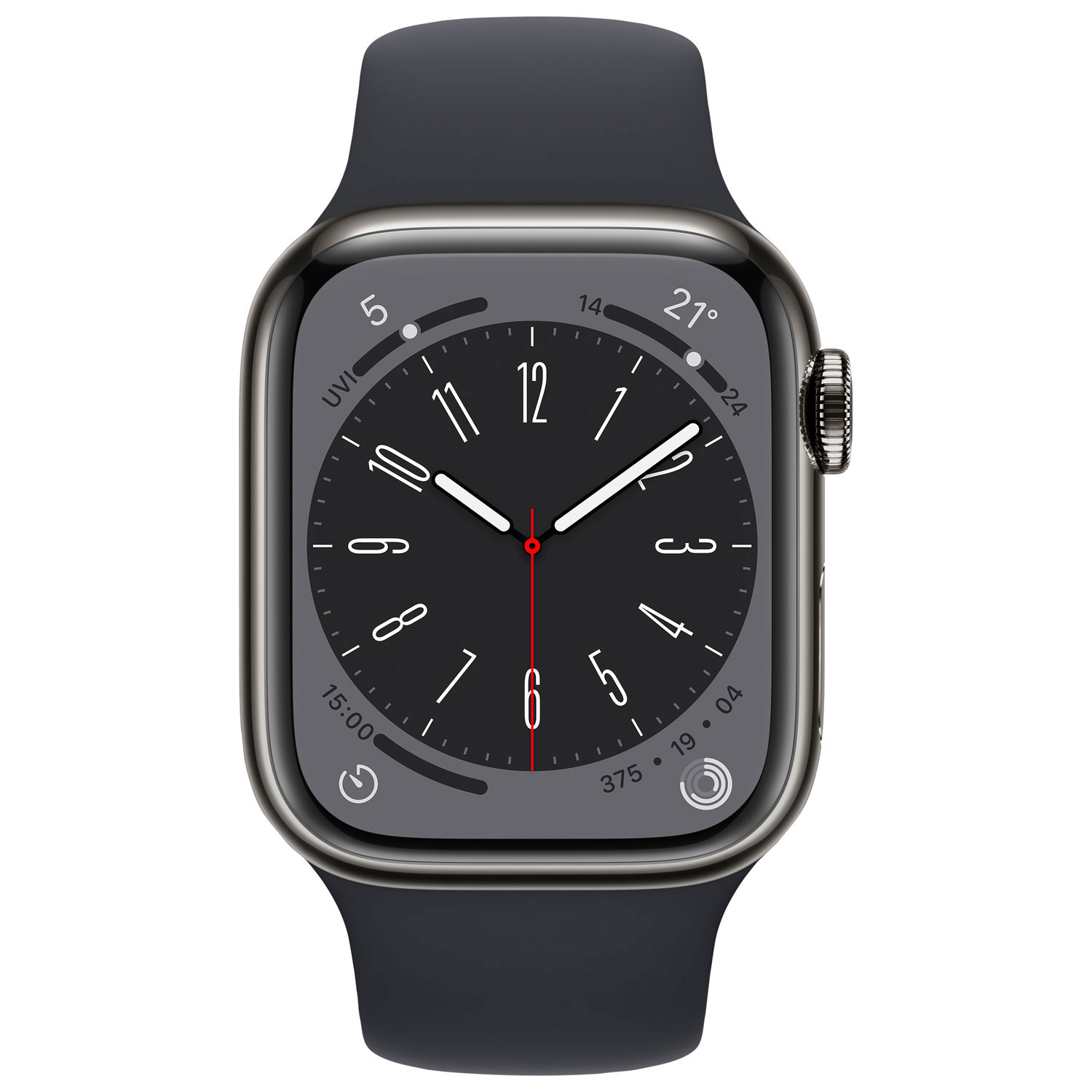 Koodo Apple Watch Series 8 41mm Graphite Stainless Steel Case with Midnight Sport Band - Small/Medium - Monthly Tab Payment