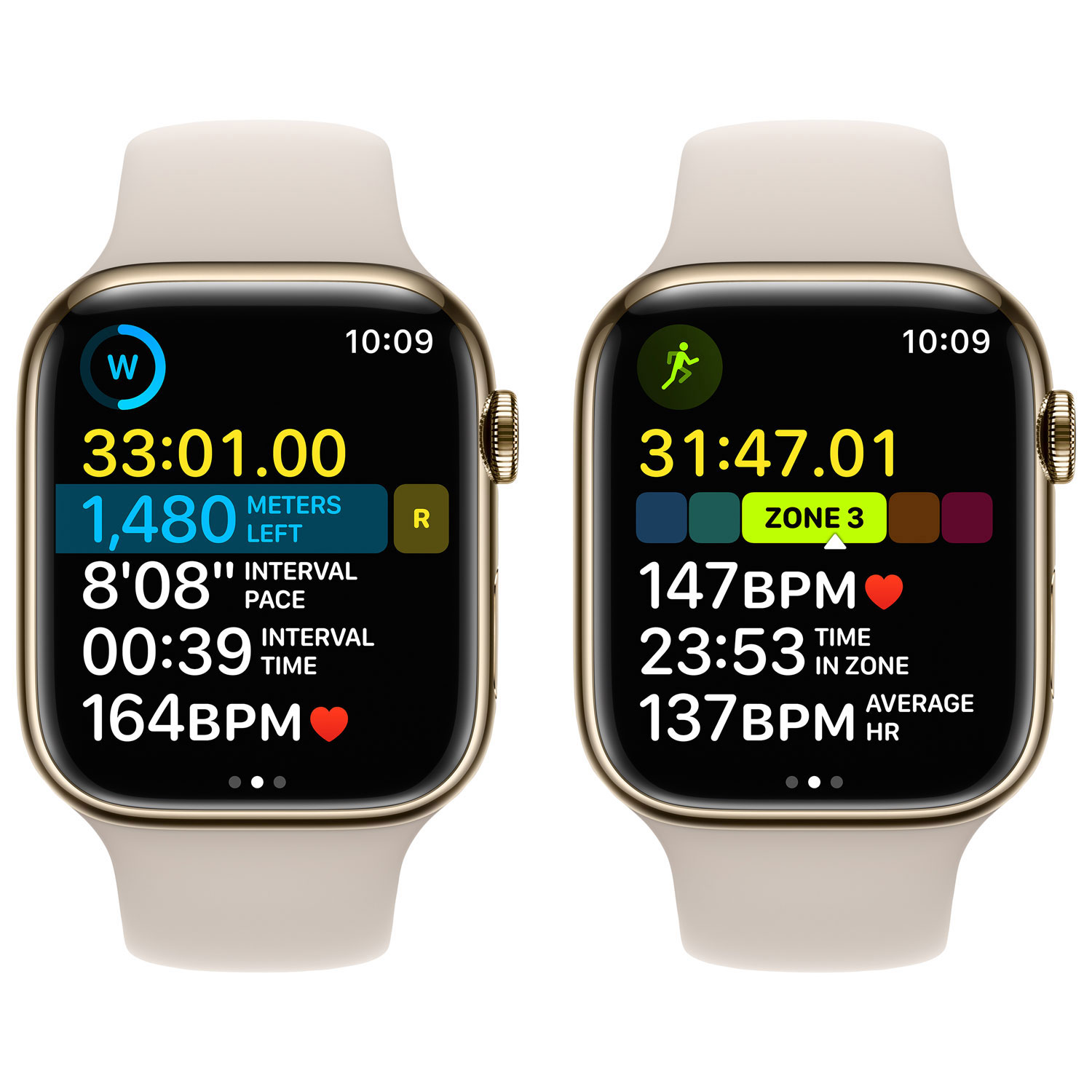 Koodo Apple Watch Series 8 45mm Gold Stainless Steel Case with Starlight Sport Band - Medium/Large - Monthly Tab Payment