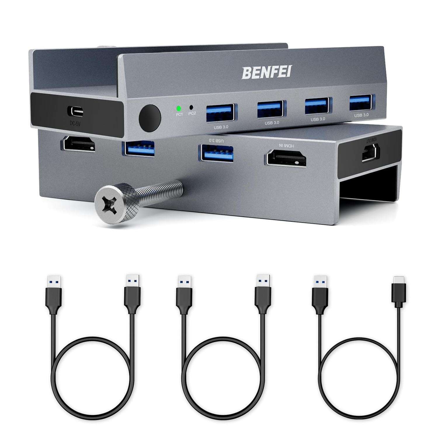 Commutateur KVM HDMI USB 3,0 de BENFEI avec 4 ports USB 3,0 pour 2 ordinateurs Aiguiser la souris du clavier du moniteur
