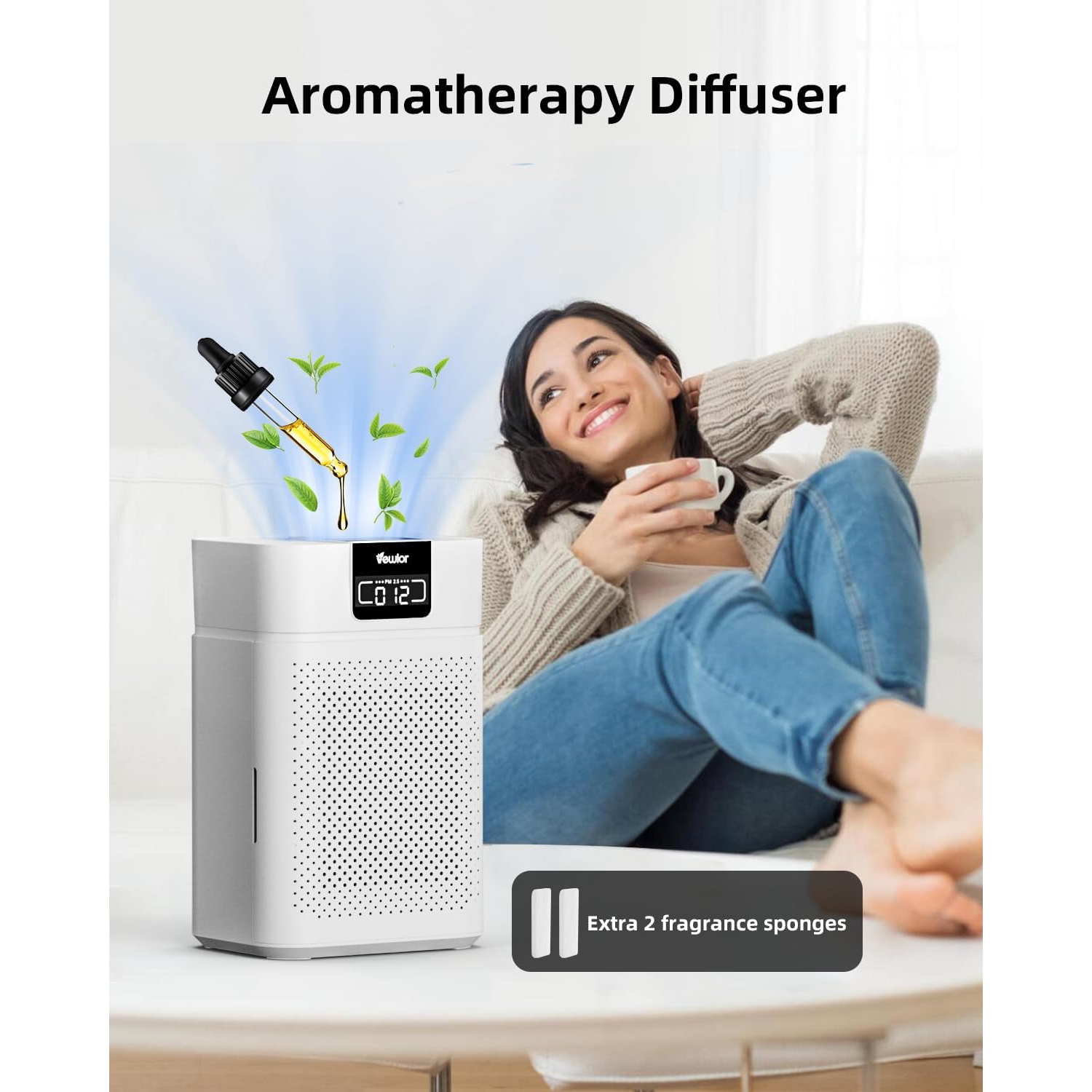 Purificateur d'air VEWIOR pour la maison grande pièce, filtre HEPA couvrant jusqu'à 1560&nbsp;pi² pour le pollen de fumée sauvage