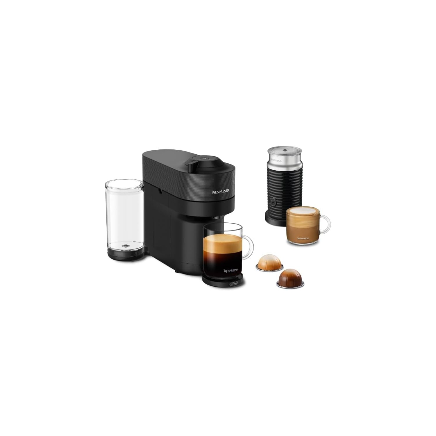 Nespresso Vertuo Pop+ Coffee and Espresso Machine with Aeroccino by De'Longhi, Liquorice Black