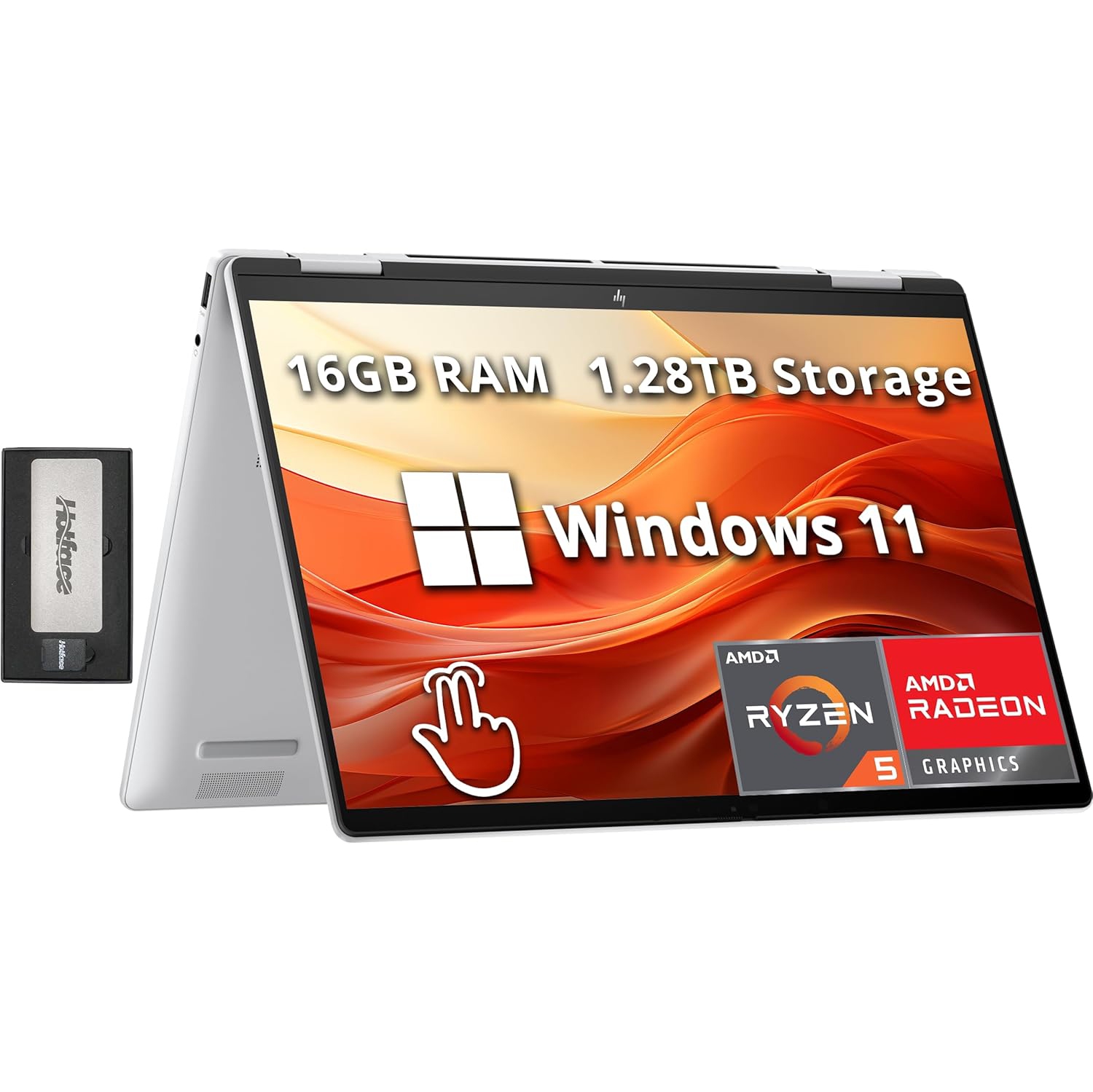 HP Envy 2-in-1 14" WUXGA Touchscreen Laptop, AMD Ryzen 5 8640HS, 1.28TB Storage， 16GB LPDDR5, AMD Radeon Graphics, Backlit Keyboard, Wi-Fi 6E, Win 11 Home, Silver