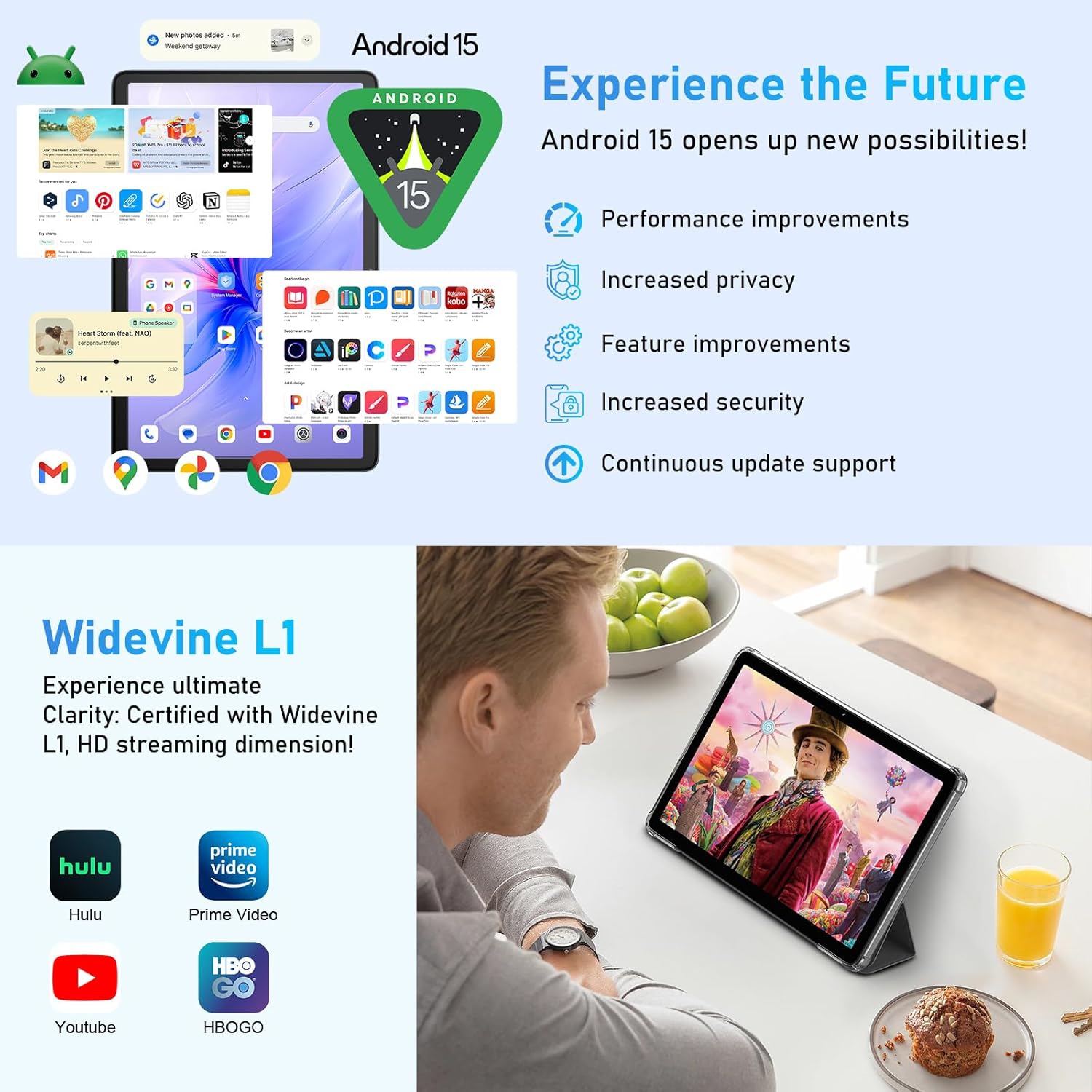 Tablette Android 15 Tab 60 Wi-Fi, 10,1&nbsp;po écran HD Blackview Fire avec 12 Go + LTE 128&nbsp;Go 2&nbsp;To, tablettes octocoeur, LTE+LTE