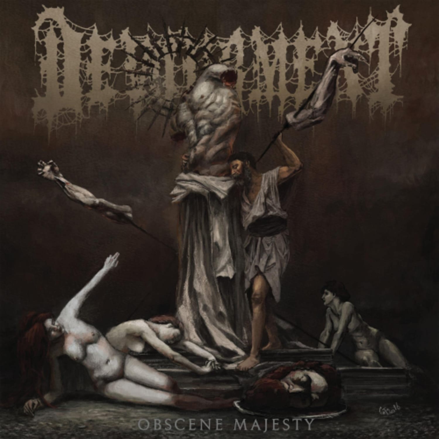 Devourment - OBSCENE MAJESTY (GOLD BROWN AND BONE WHITE TRI-COLOR W/RED OXBLOOD AND BONE WHITE SPLATTER VINYL) - Vinyl