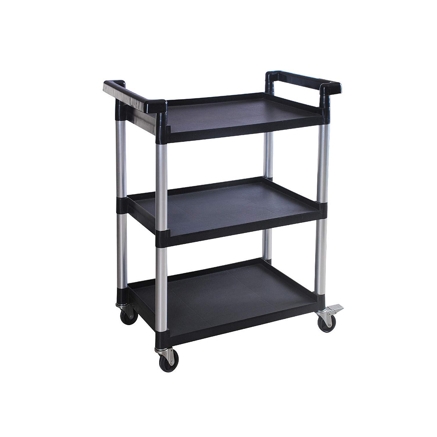 MaxWorks – Chariot utilitaire en plastique à 80774 3 tablettes avec roulettes, capacité maximale de 225 lb, noir