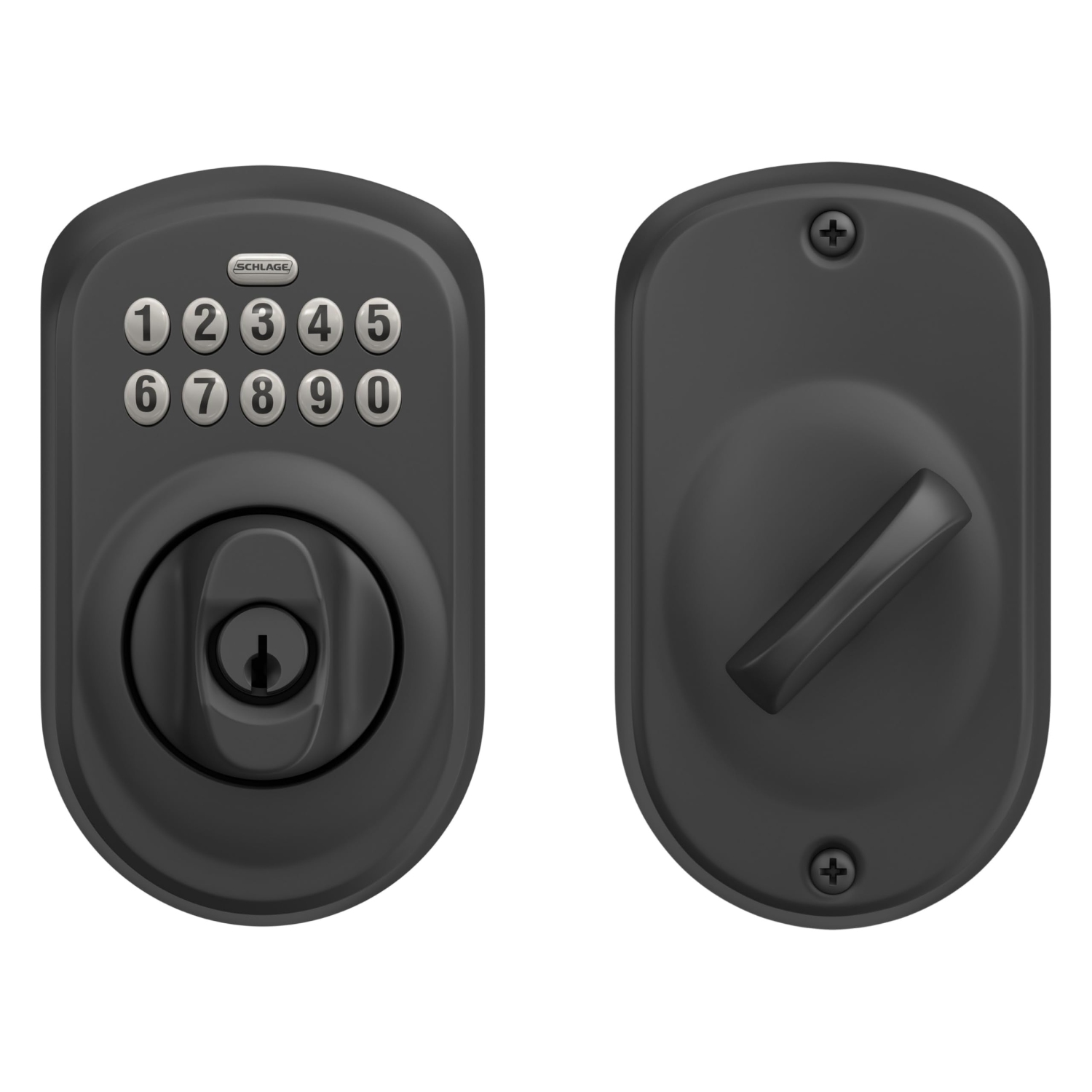 Pêne dormant électronique à pavé numérique BE365 PLY 622 DE Schlage, noir mat