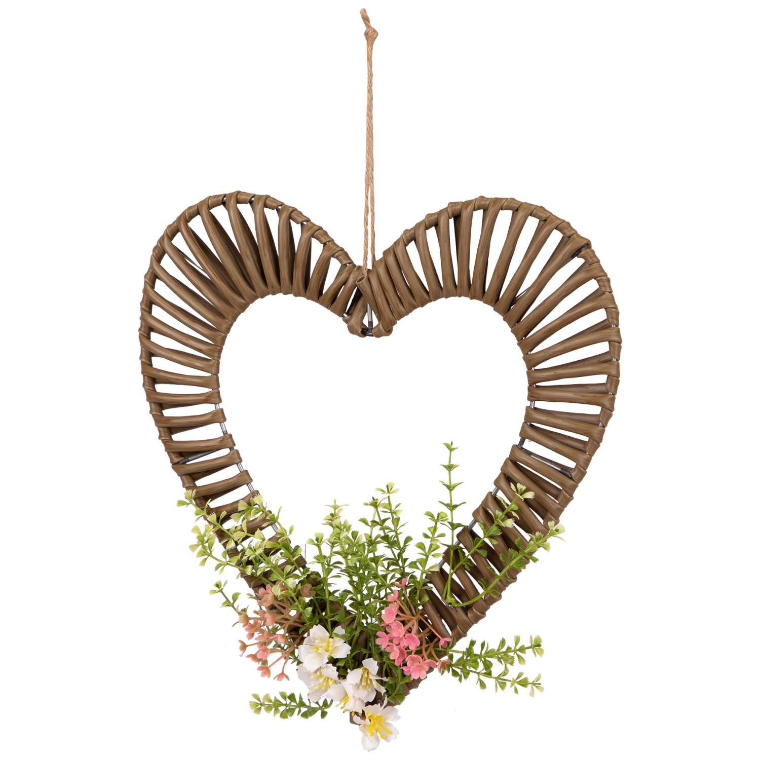 Décoration printanière à coeur floral enveloppé - 12&nbsp;po