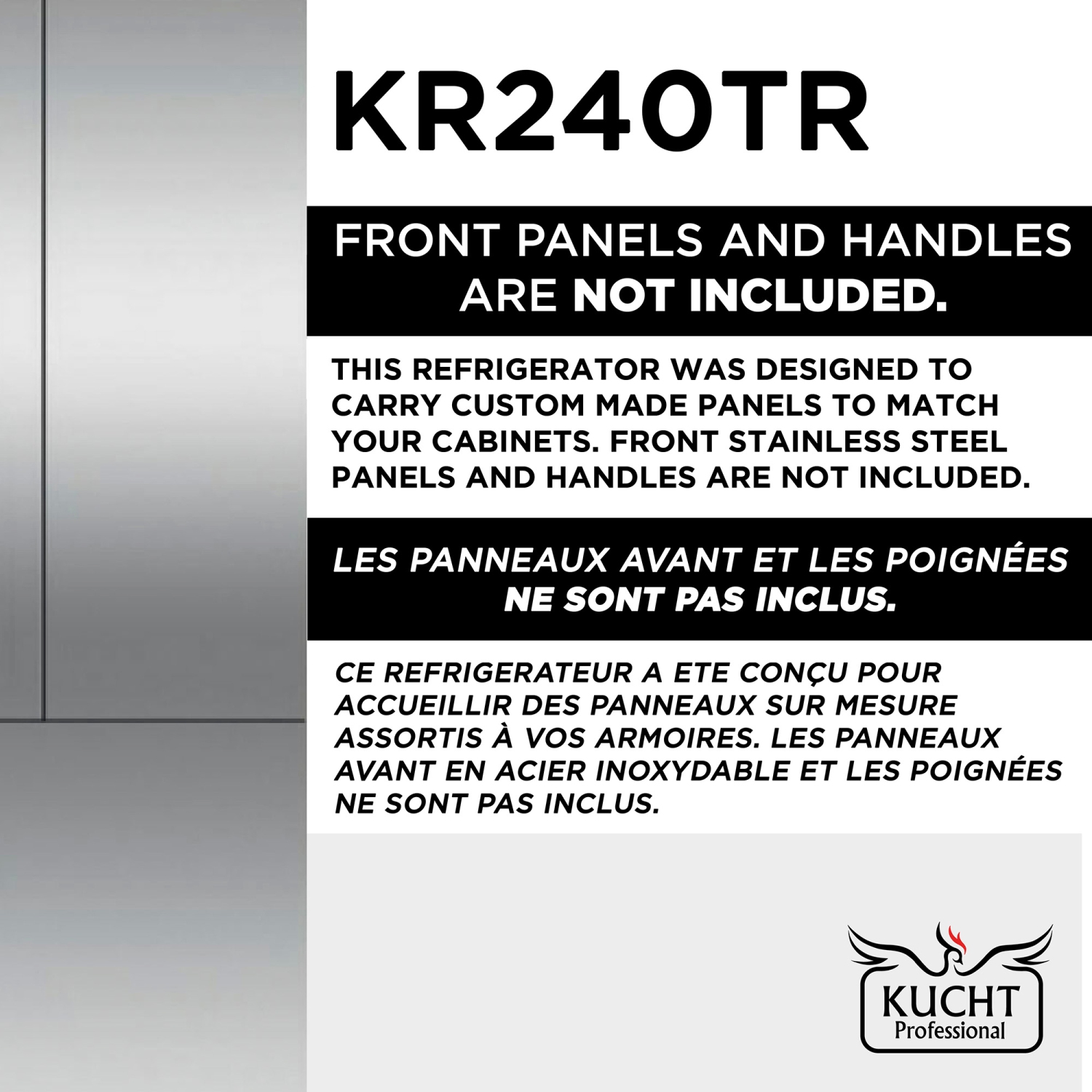 KUCHT Professional 24-inch 12.5 cu. ft. Built-In Refrigerator in Custom Panel Ready, Counter Depth
