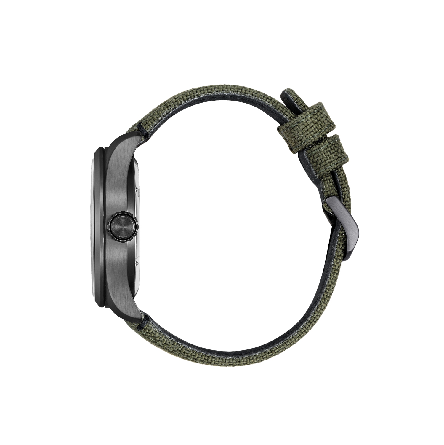 Montre sport décontractée pour hommes Eco-Drive 42,5&nbsp;mm boîtier inox gris bracelet nylon vert/cadran gris