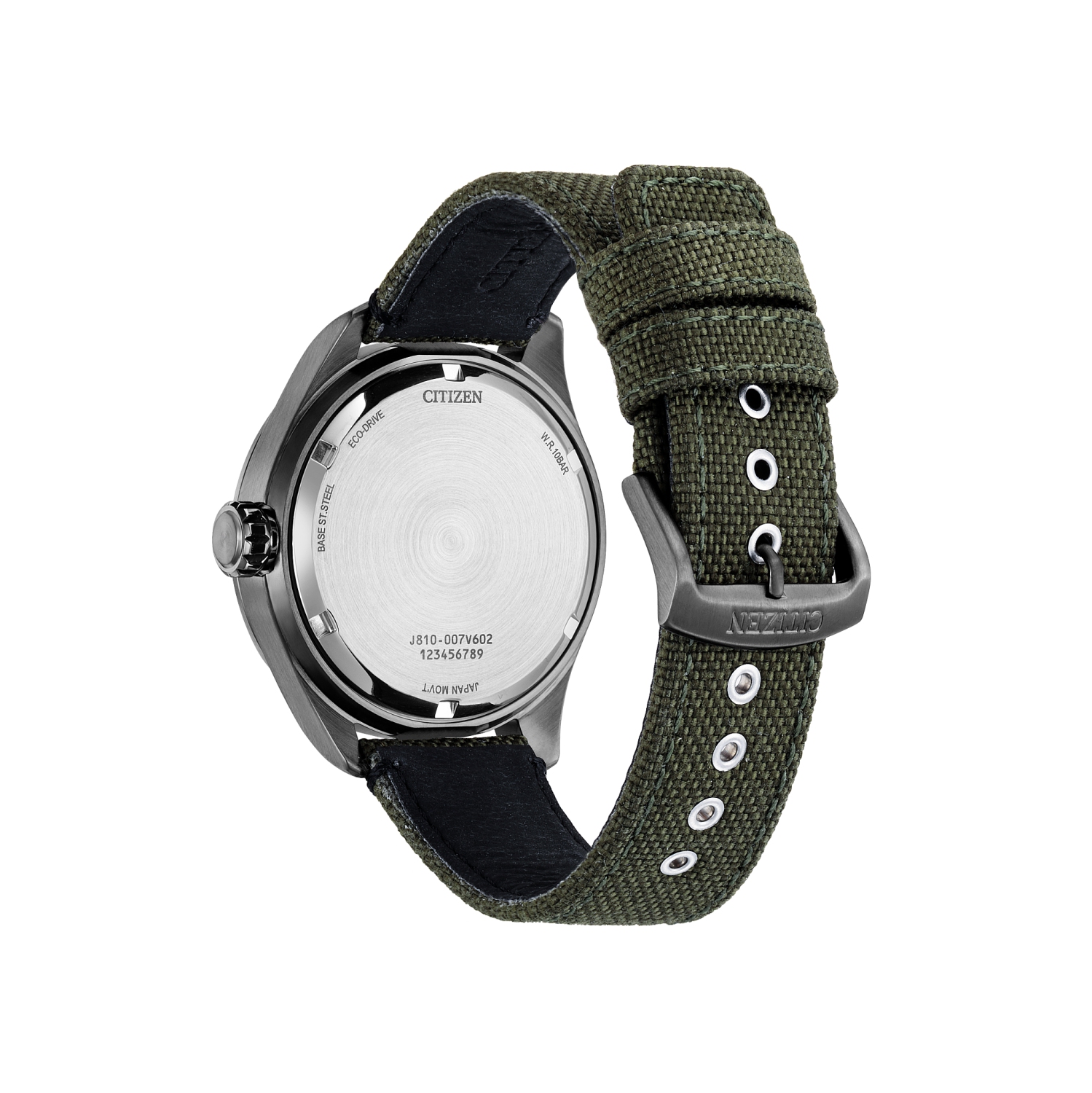 Montre sport décontractée pour hommes Eco-Drive 42,5&nbsp;mm boîtier inox gris bracelet nylon vert/cadran gris