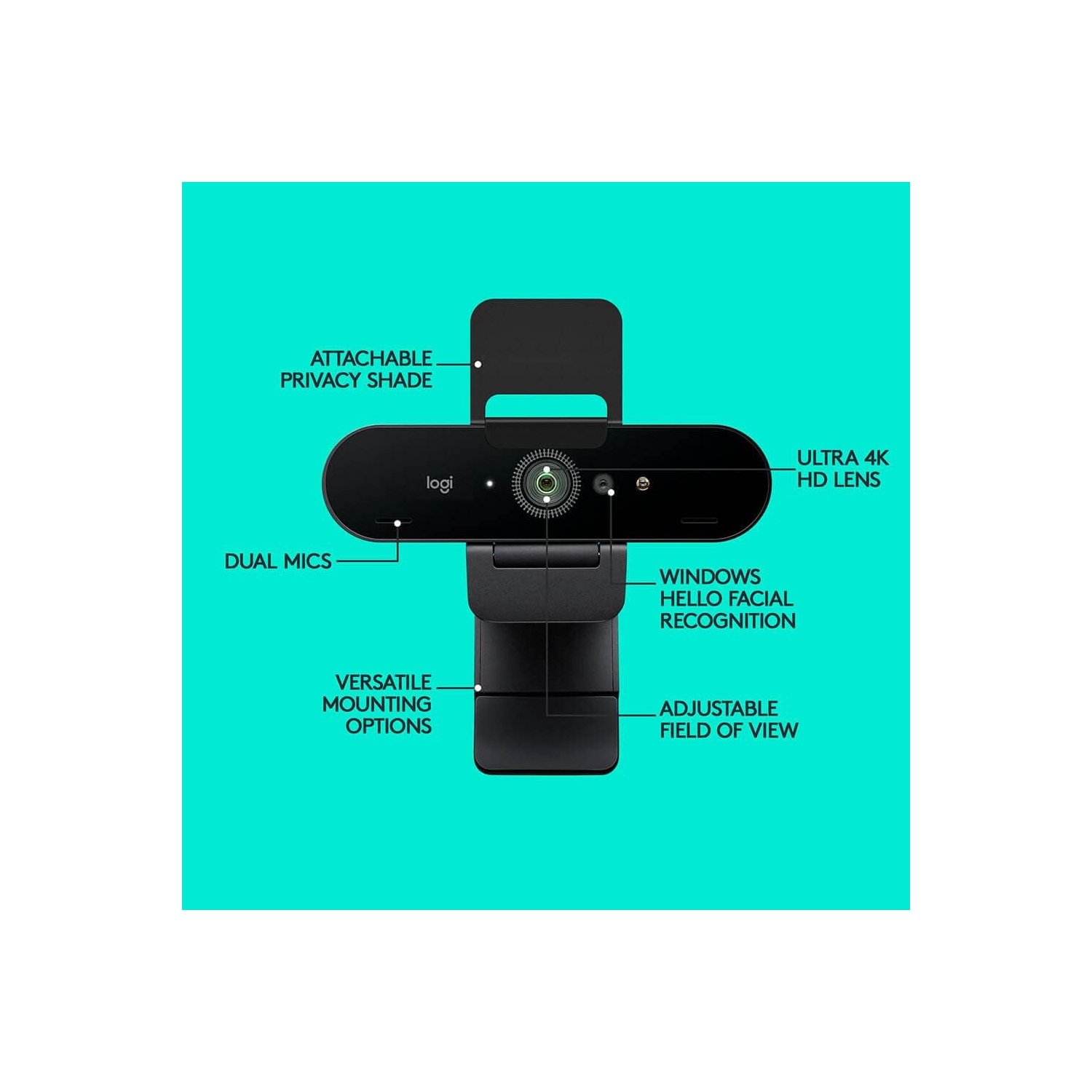Logitech Brio 4K Pro Webcam with HDR & Noise-Cancelling Mics