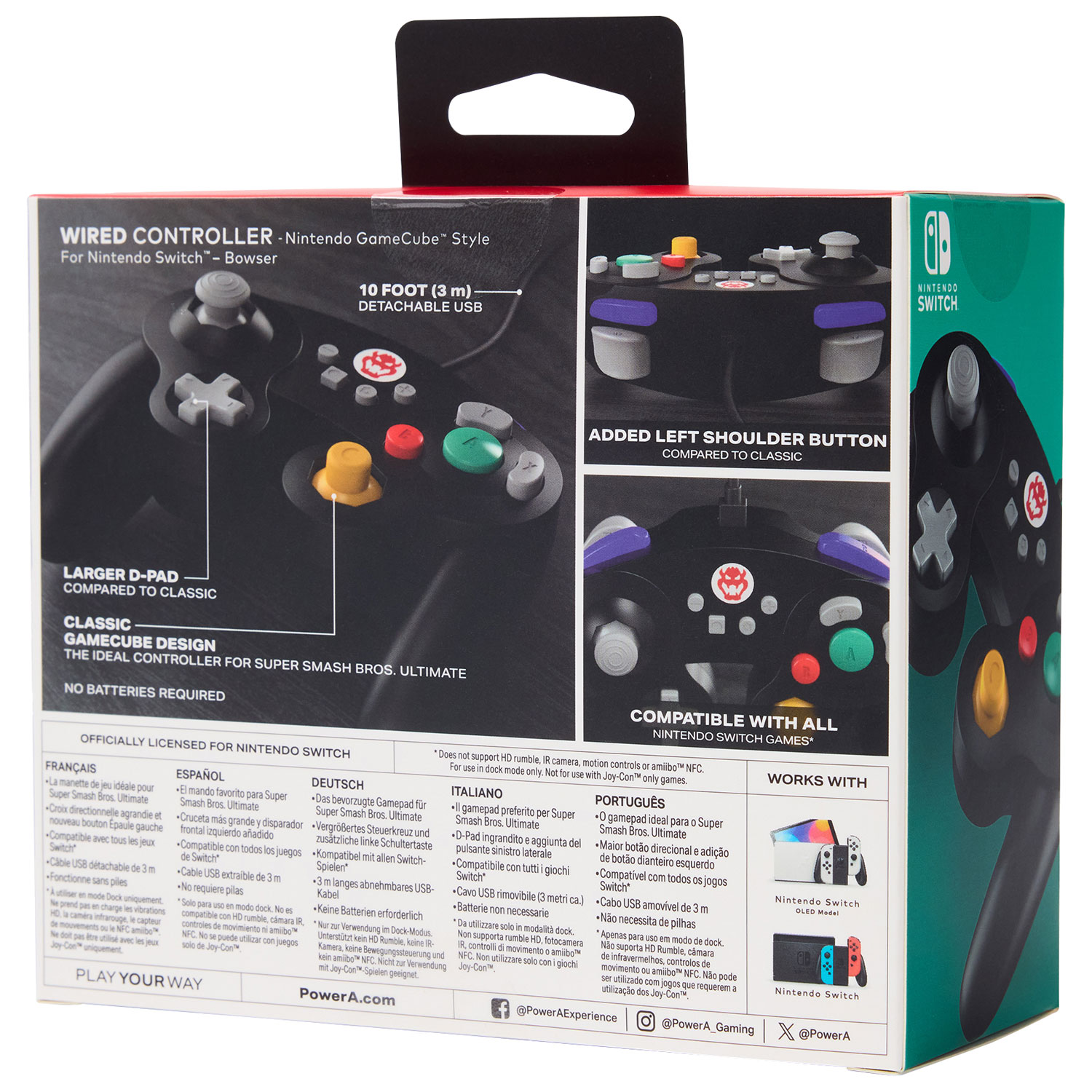 Manette avec fil de style GameCube de PowerA pour Nintendo Switch - Bowser