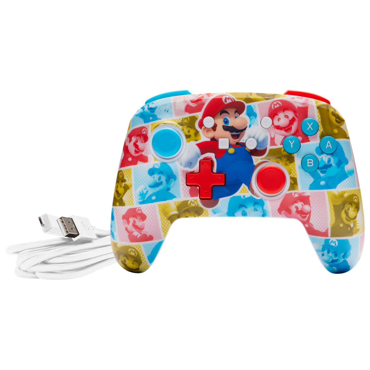 Manette avec fil optimisée de PowerA pour Nintendo Switch - Mario Hero Reel