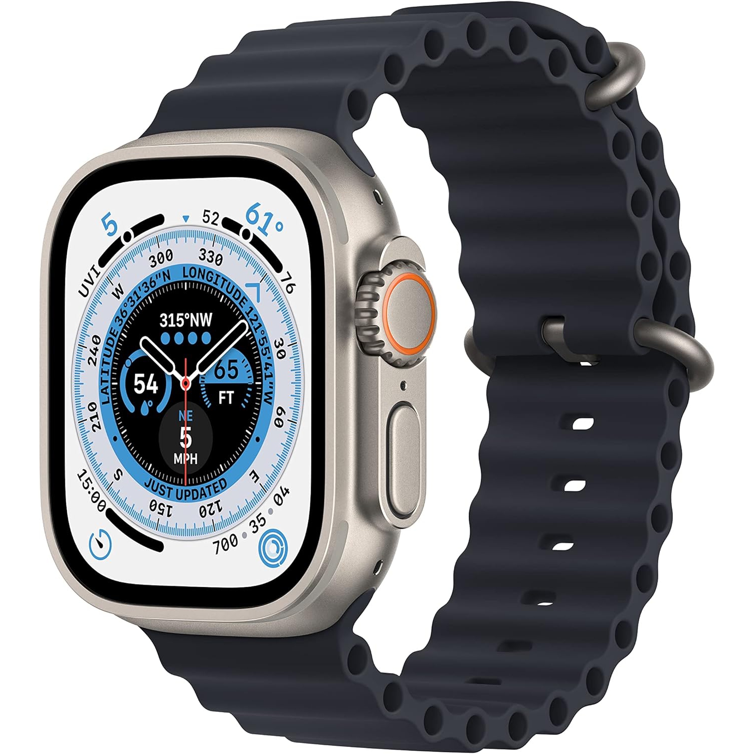 Refurbished - Apple MQET3LL/A Watch Ultra (GPS + Cellular) 49mm Titanium w/ Midnight Ocean Band - Titanium (2022)