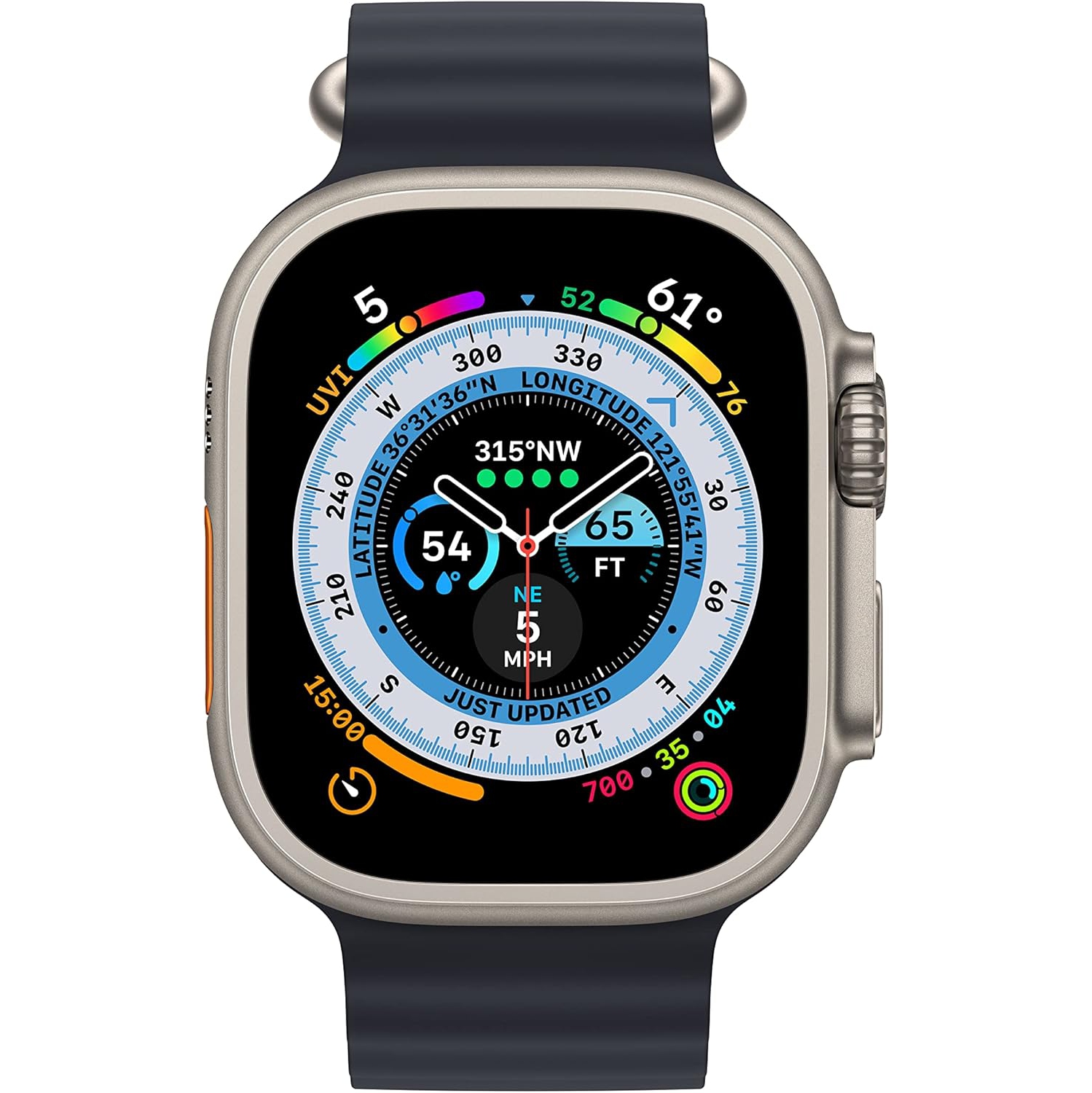 Refurbished - Apple MQET3LL/A Watch Ultra (GPS + Cellular) 49mm Titanium w/ Midnight Ocean Band - Titanium (2022)