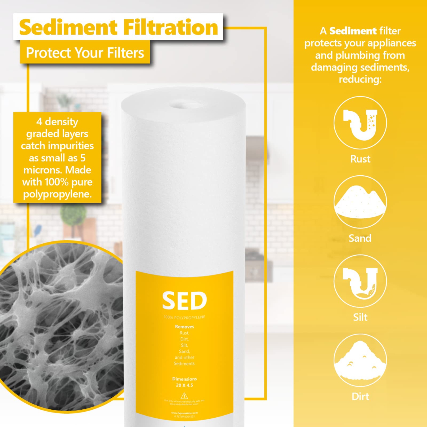 Express Water Incorporated FLTWH2045CKS1 3 Filter KDF Whole House Water Filtration Set , White