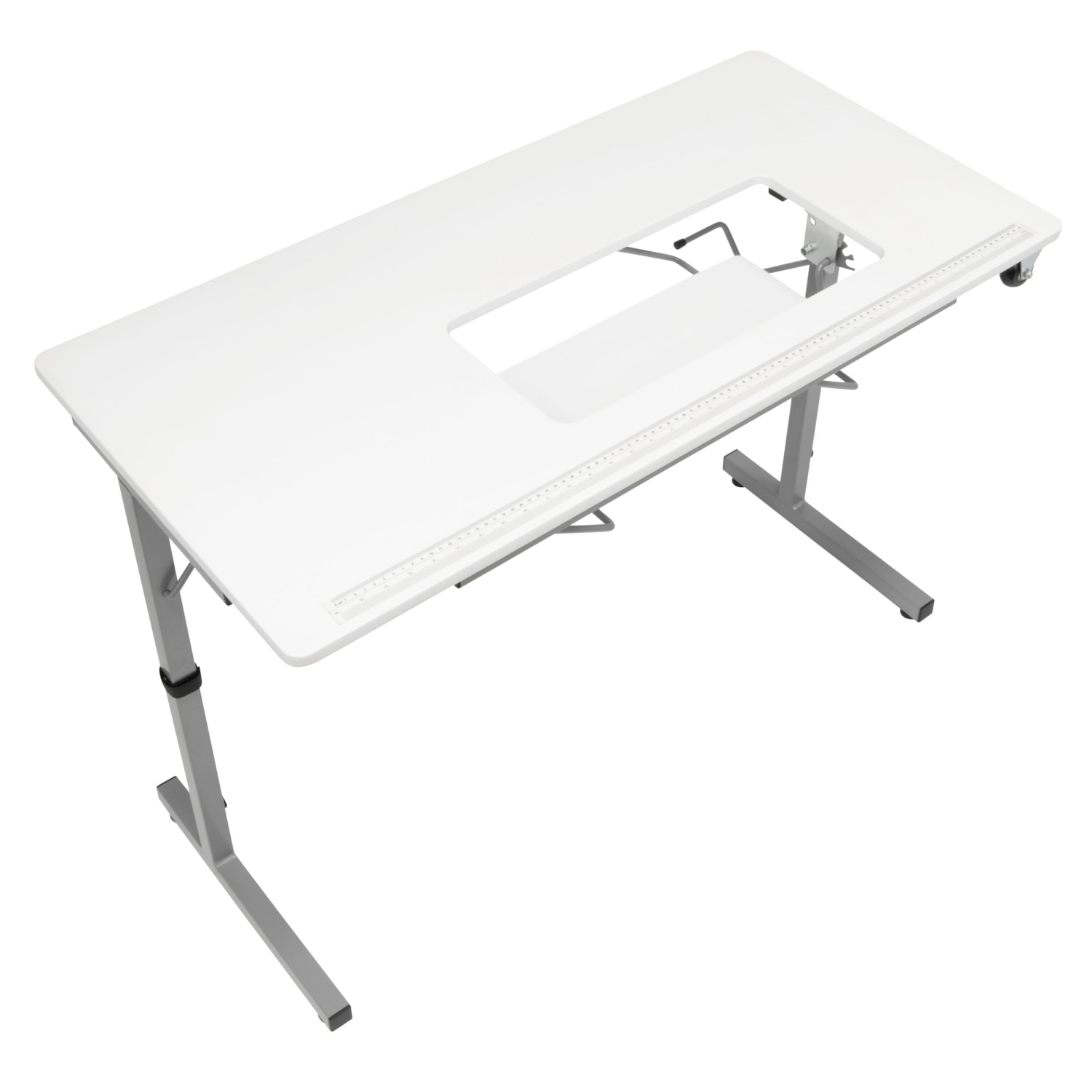 Table à coudre pliante compacte Rollaway II, argenté/blanc