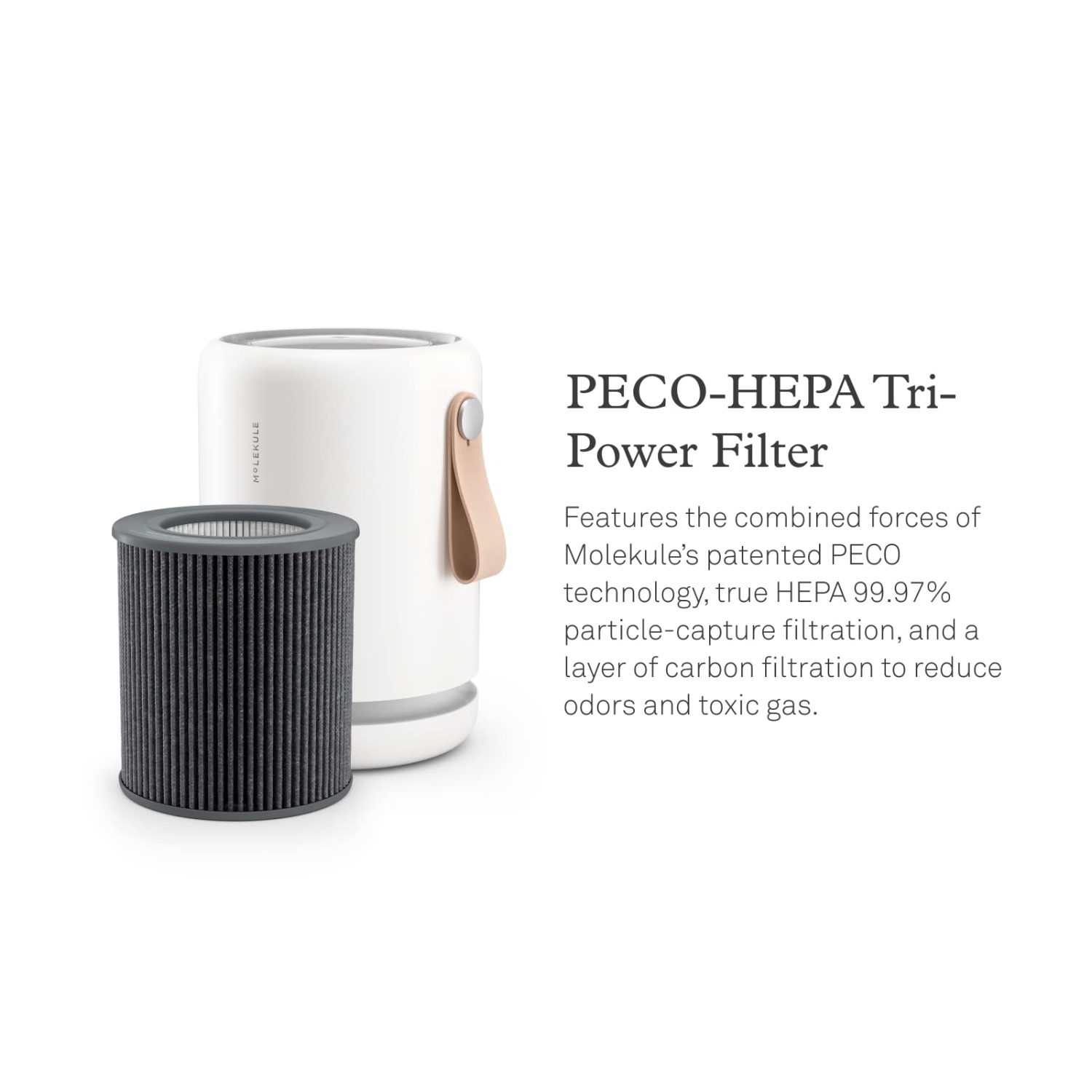 Molekule Air Mini+, Air Purifier for Small Home Rooms up to 250 sq. ft. with PECO-HEPA Tri-Power Filter