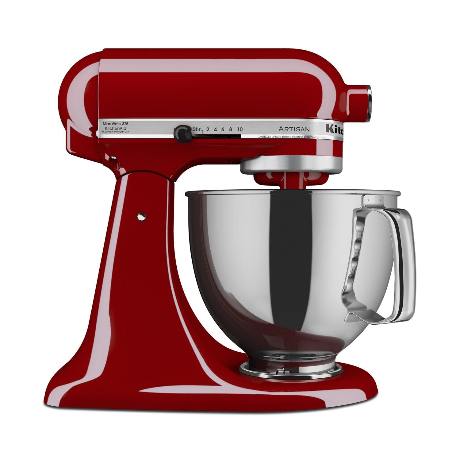 Batteur sur socle à tête inclinable de 5 pintes série Artisan de KitchenAid, rouge empire, KSM150PSER