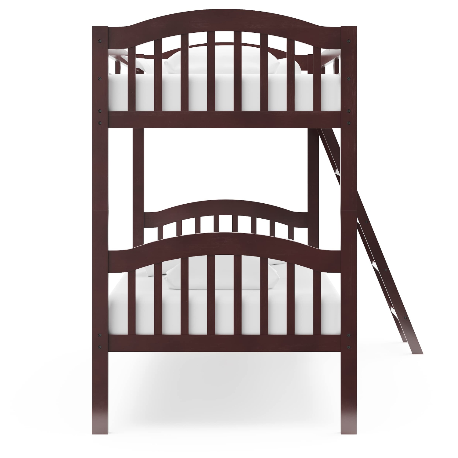 Storkcraft Long Horn Solid Hardwood Twin Bunk Bed, Espresso Twin Bunk Beds for Kids with Ladder and Safety Rail