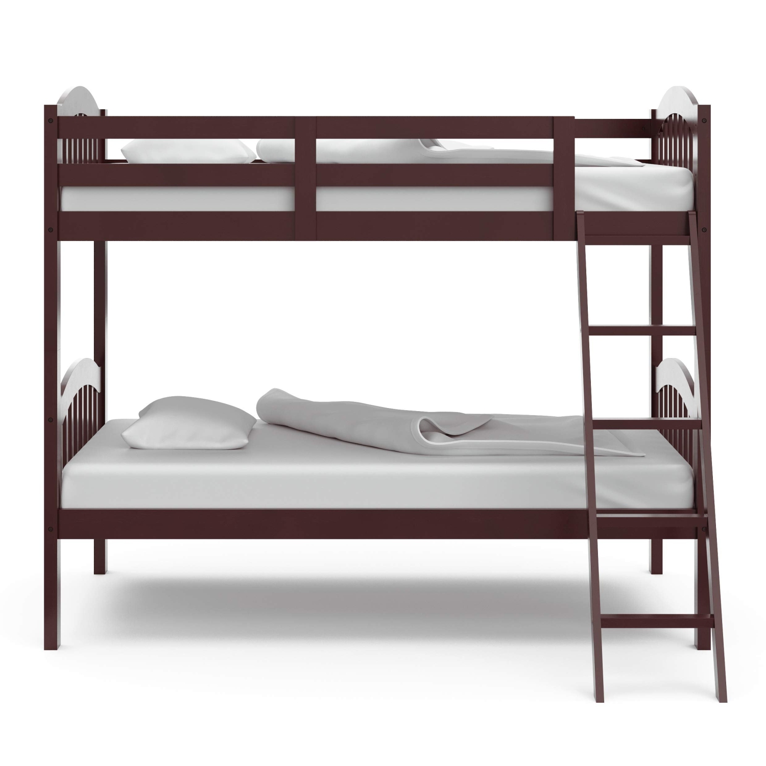 Storkcraft Long Horn Solid Hardwood Twin Bunk Bed, Espresso Twin Bunk Beds for Kids with Ladder and Safety Rail