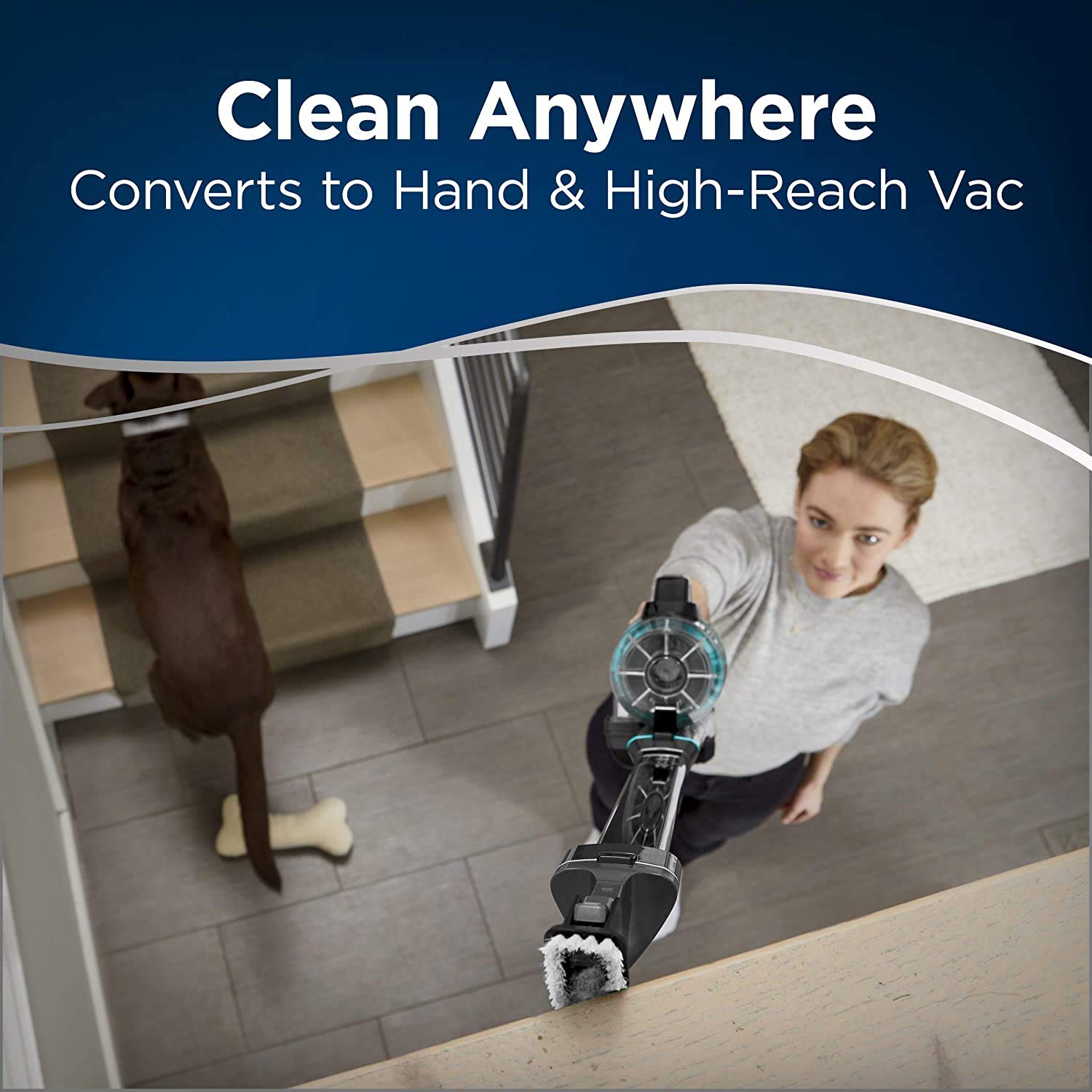 BISSELL - Cordless Stick Vacuum - ICONPET - Tangle-Free Brushroll, Smart Seal Allergen, Mess-Free Empty |2288F , Black