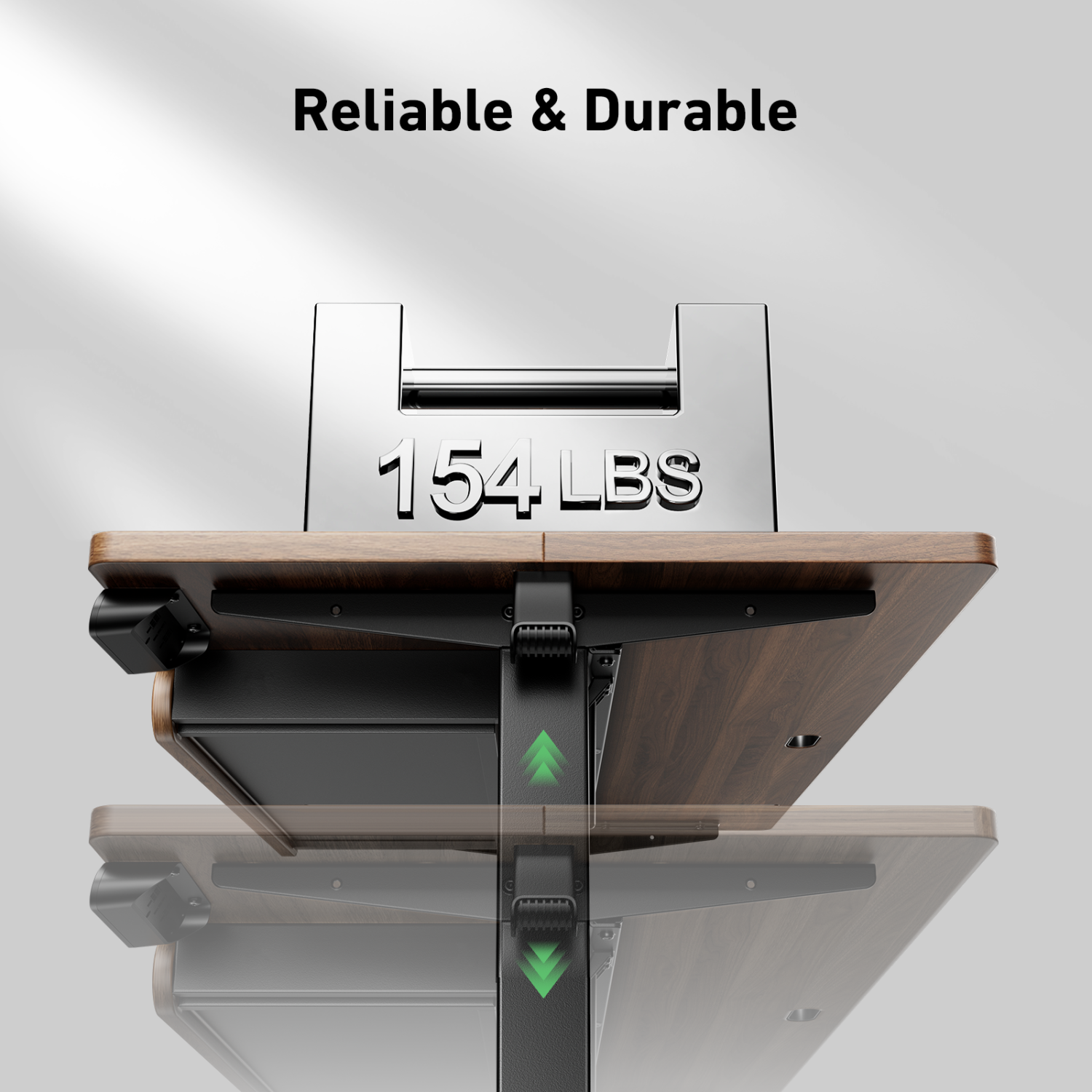 Huanuo 120cm x 60cm Walnut Adjustable Height Electric Standing Desk with Drawer, For Home or Office Space.