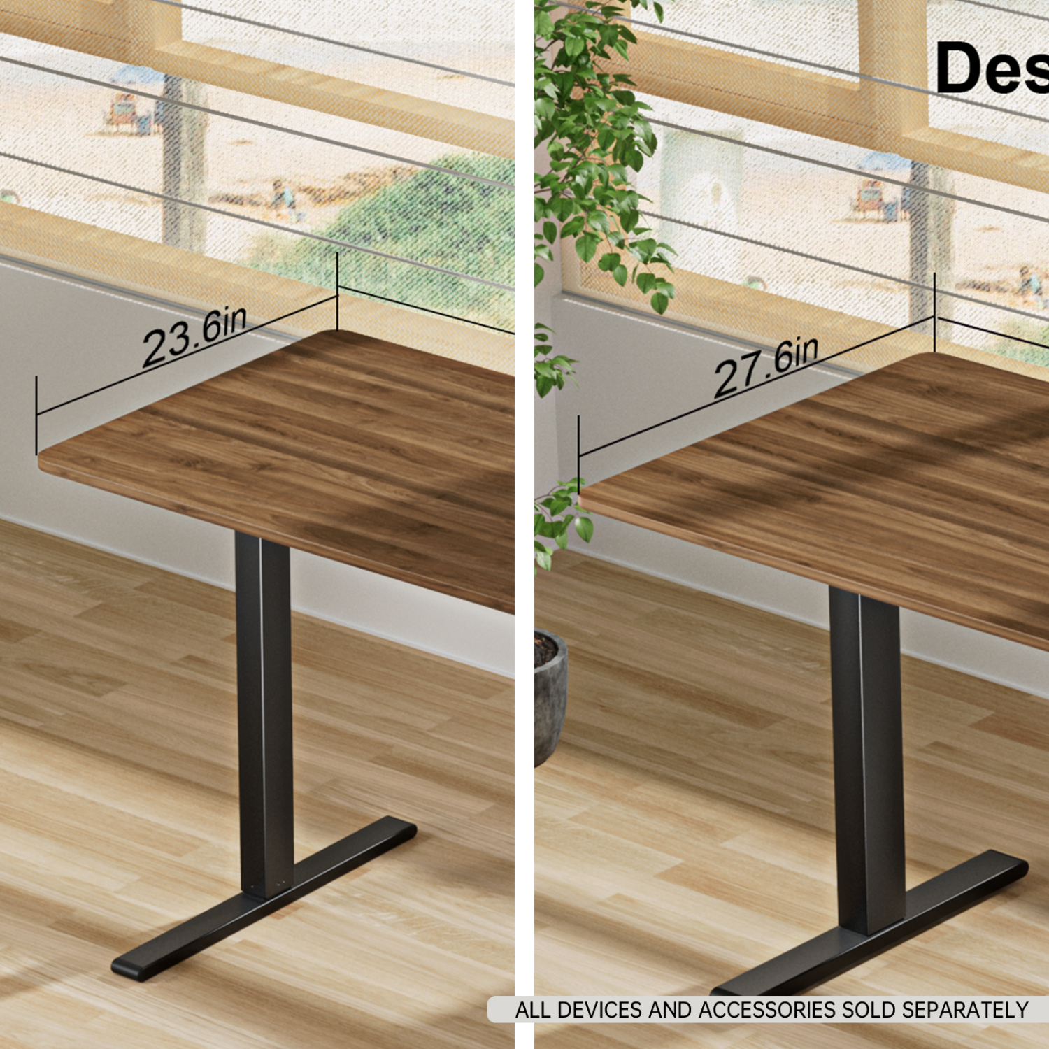 Bureau debout électrique à hauteur ajustable de 120 x 60&nbsp;cm de Huanuo, noyer. Idéal pour un poste de travail informatique à la maison et au