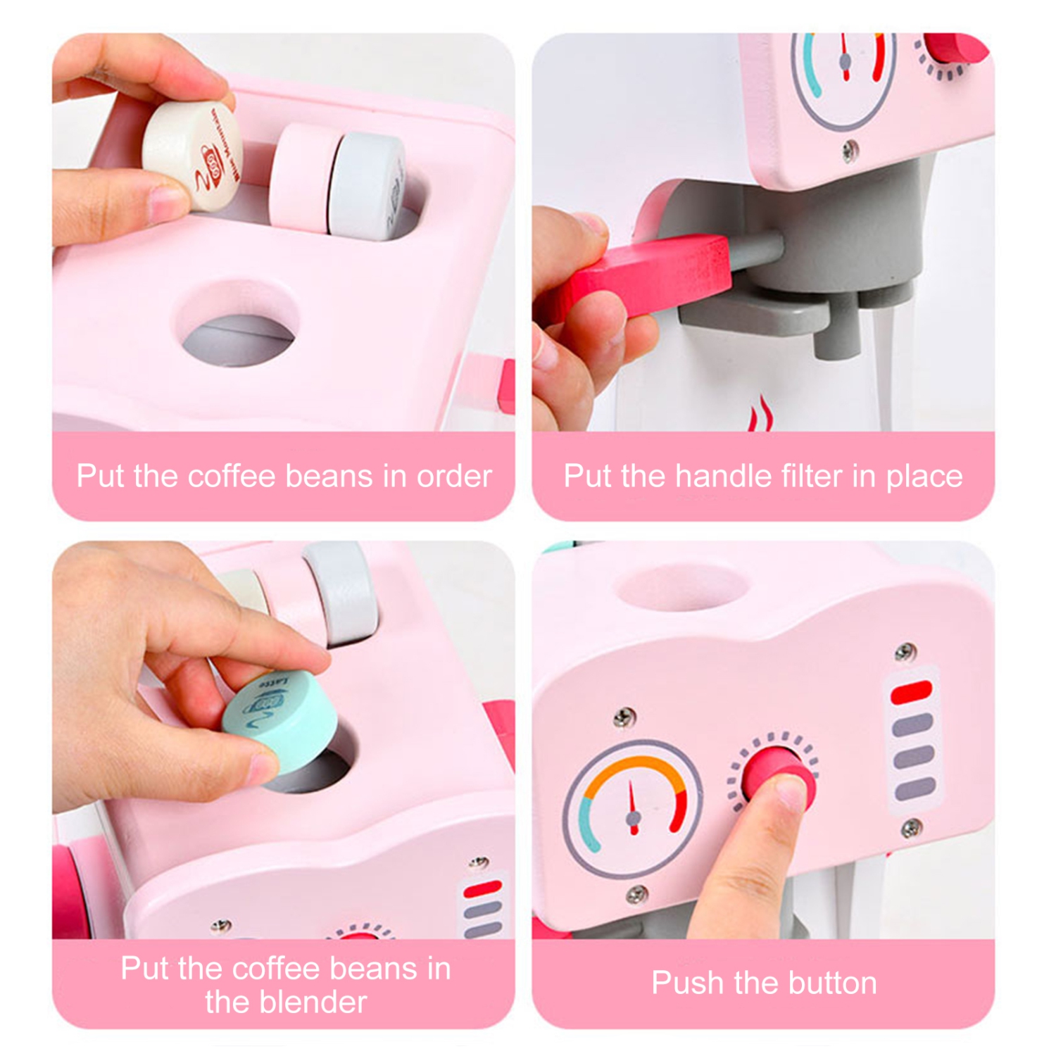 Simulation Pink Coffee Machine Play Kitchen Dishes Set Pretend Toy Kid Gift