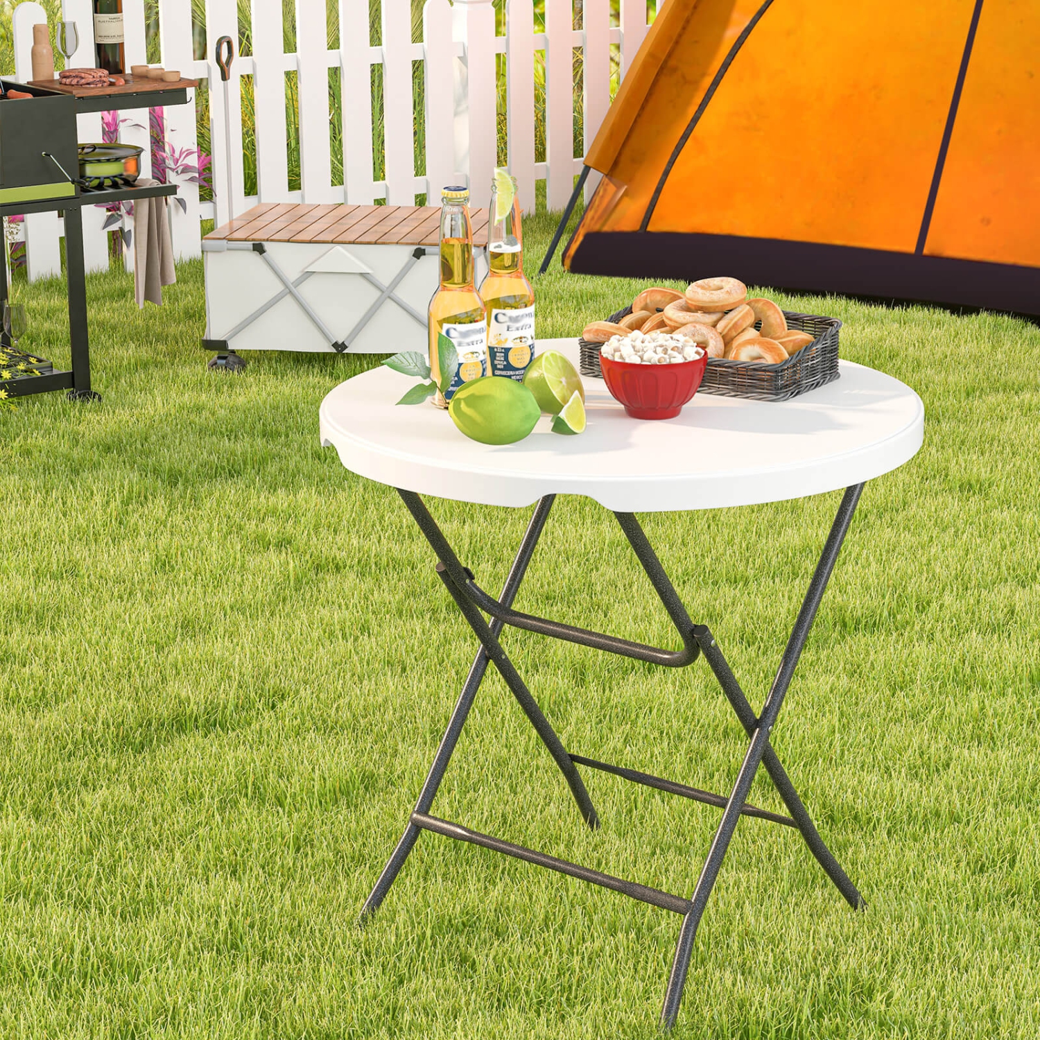 Table ronde pliante et légère de 32&nbsp;po de Costway pour pique-nique