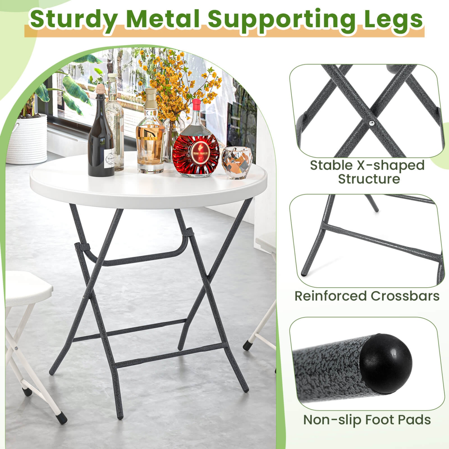 Table ronde pliante et légère de 32&nbsp;po de Costway pour pique-nique