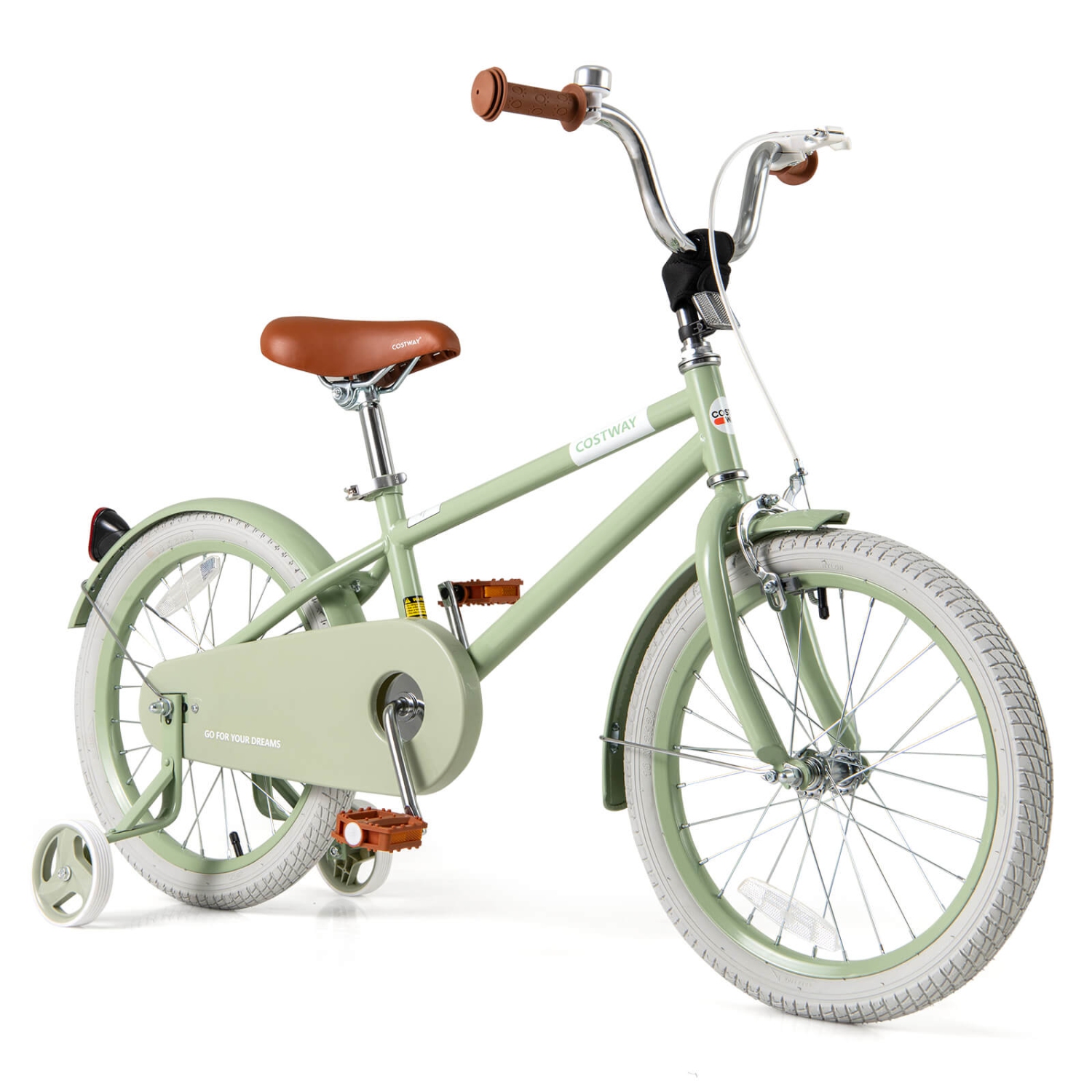 Costway 18" Kids Bike with Adjustable Saddle Handlebar Removable Training Wheels Handbrake