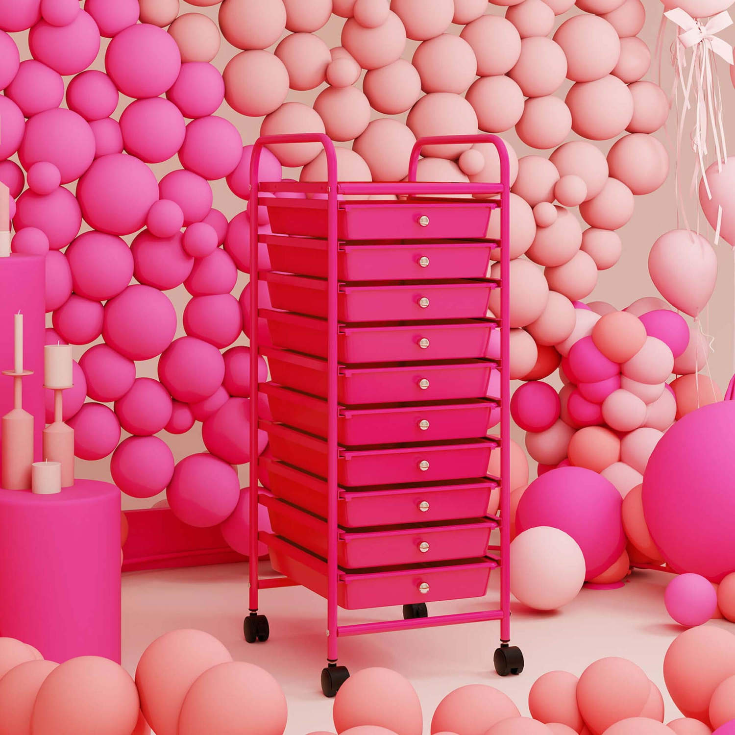 Costway 10 Drawer Rolling Storage Cart Scrapbook Paper Office School Organizer