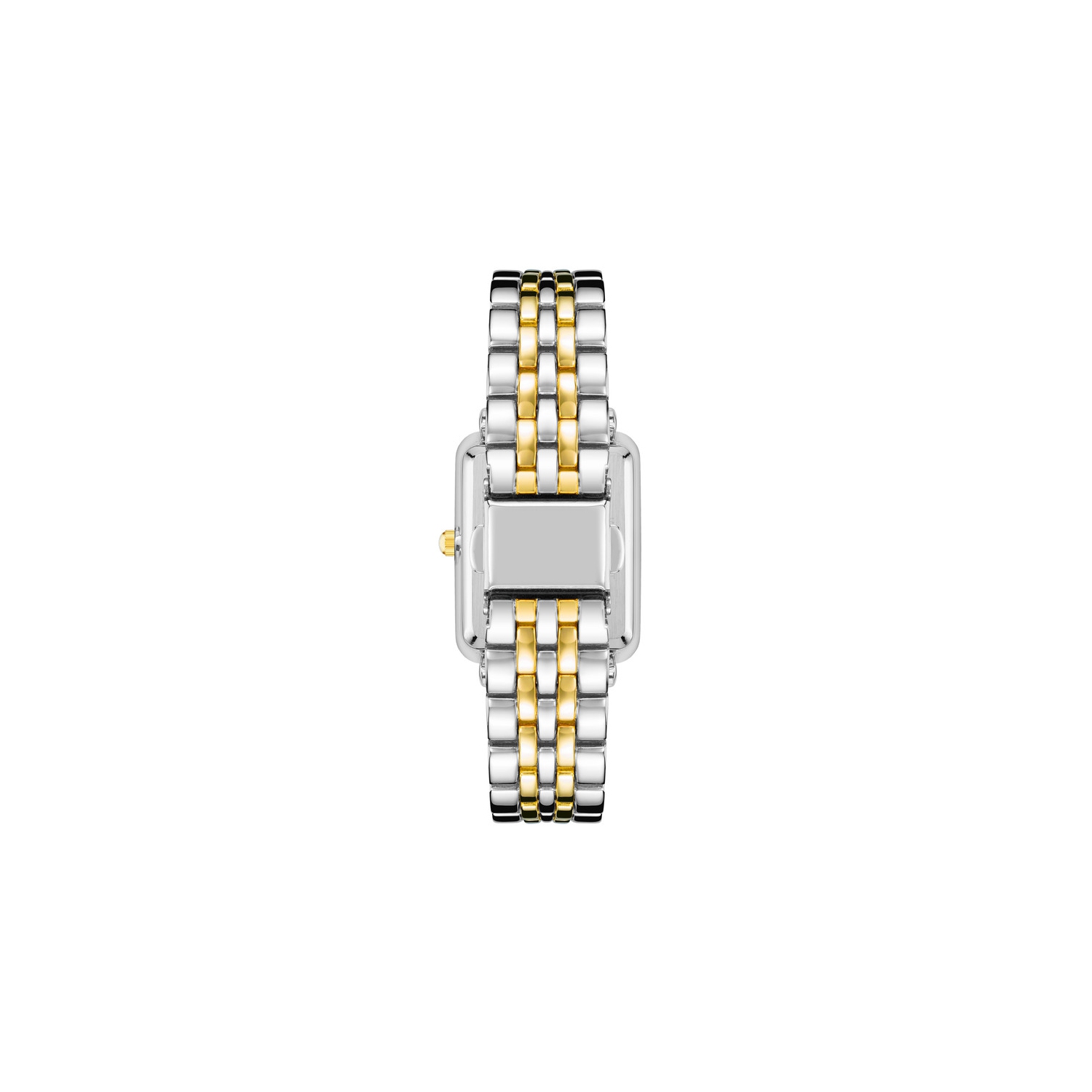 Montre pour femmes rectangulaire bicolore 24&nbsp;mm d'Anne Klein avec cadran argenté et bracelet doré et argenté
